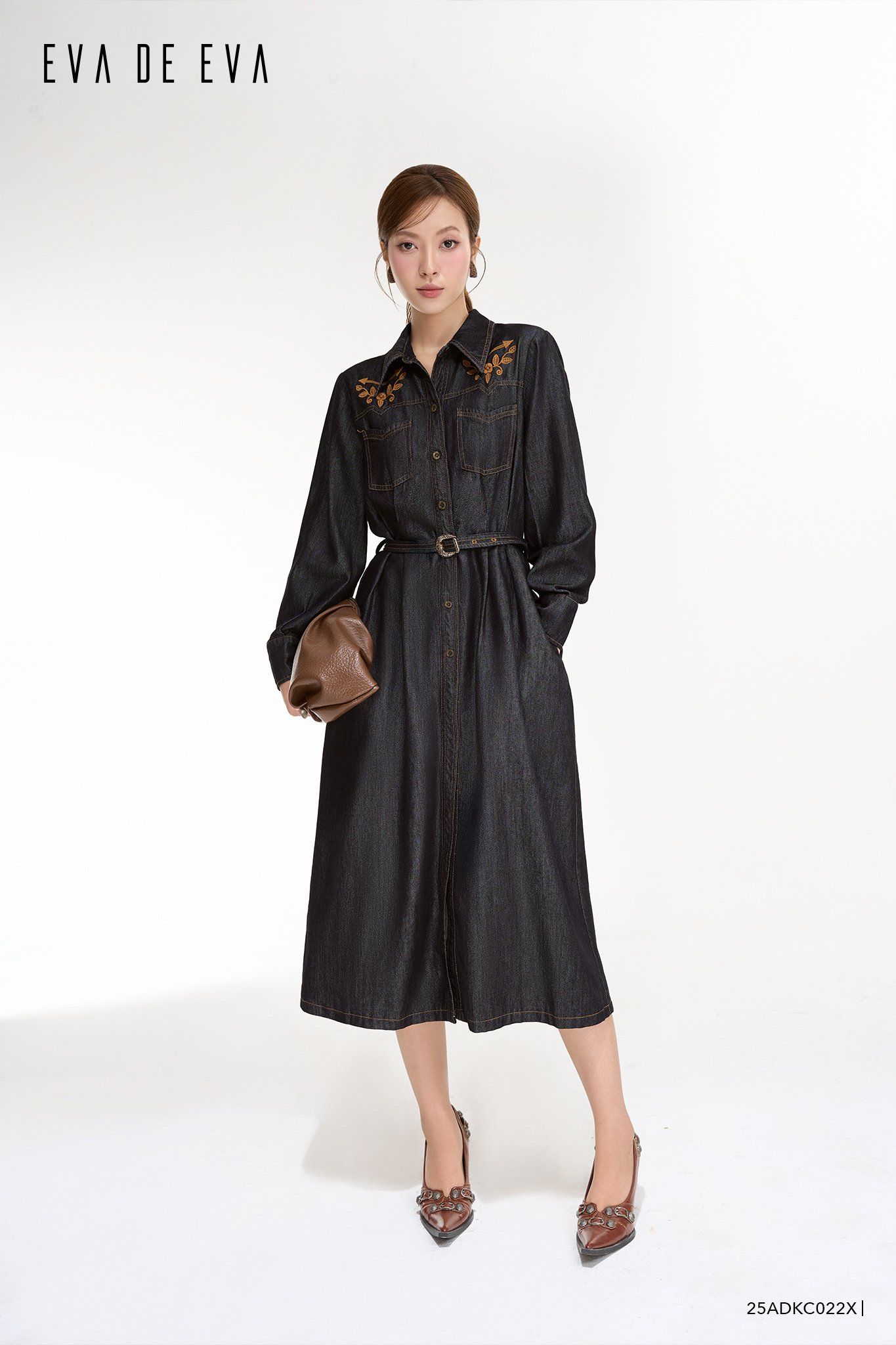  Đầm tay dài, Dáng thắt eo 25ADKC022X 