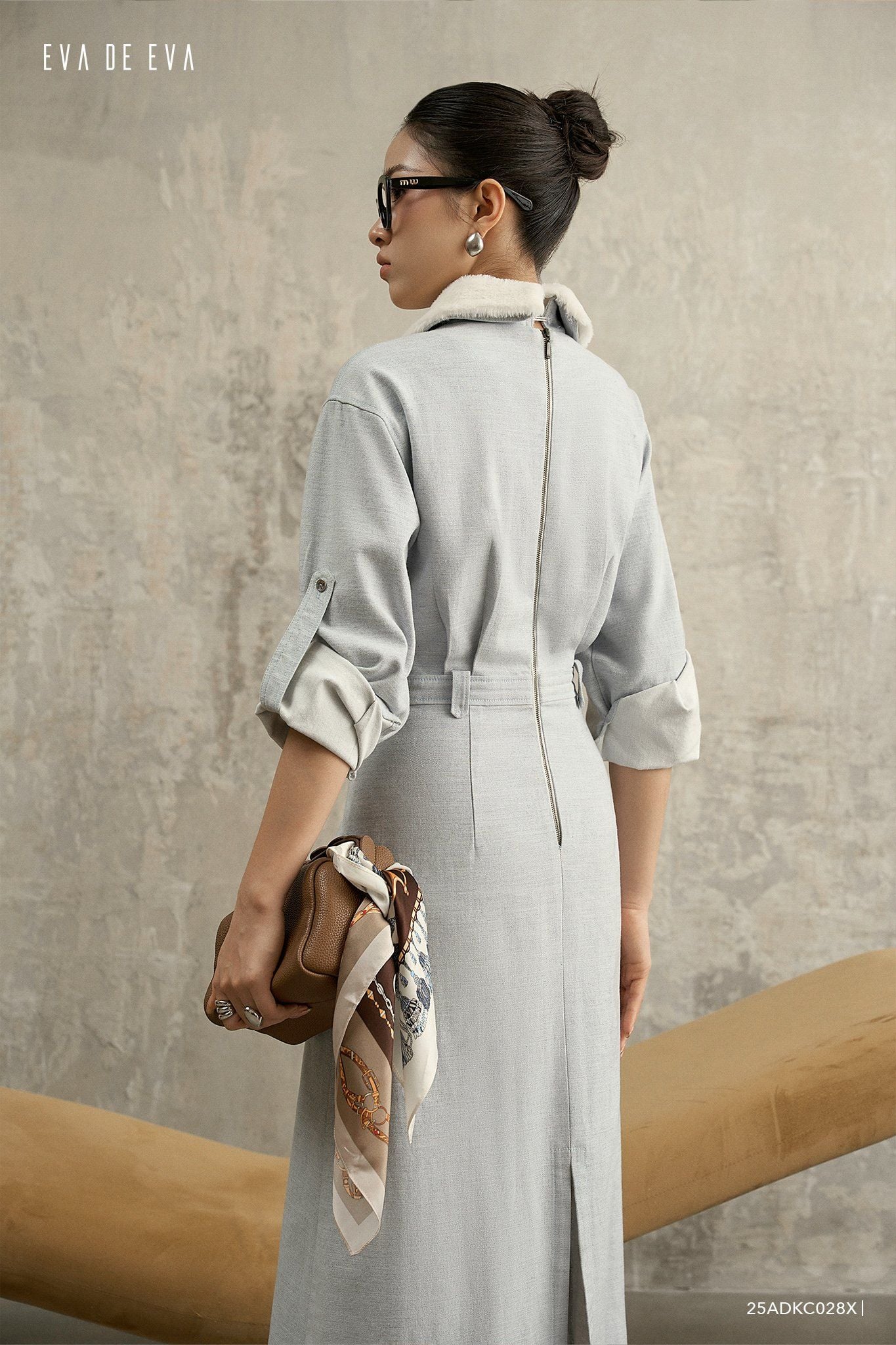  Đầm tay dài, Dáng thắt eo 25ADKC028X 