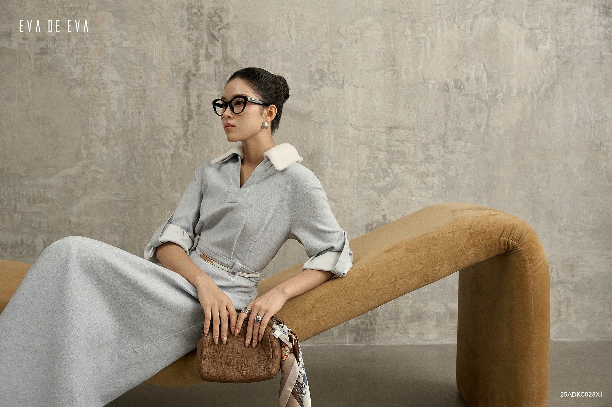  Đầm tay dài, Dáng thắt eo 25ADKC028X 