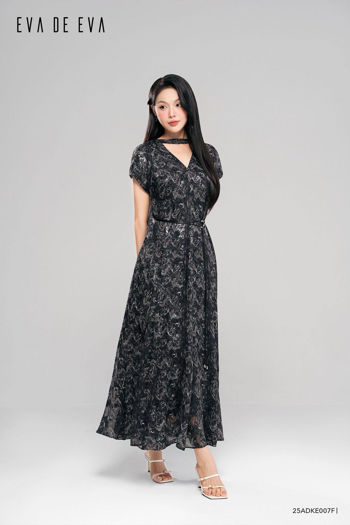  Đầm tay ngắn, Dáng thắt eo 25ADKE007F 