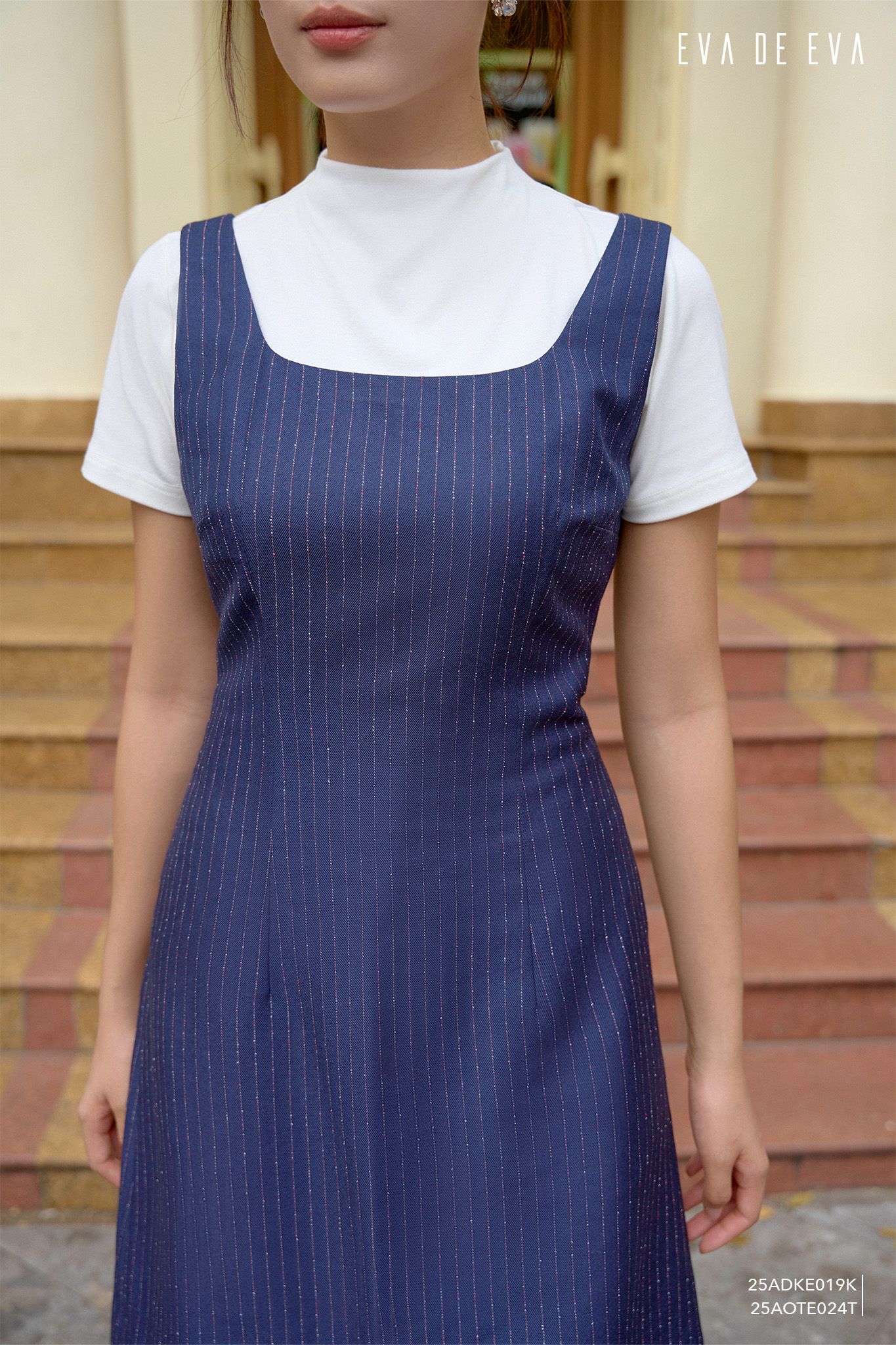  Đầm hai dây,  25ADKE019K đi kèm 25AOTE024T 