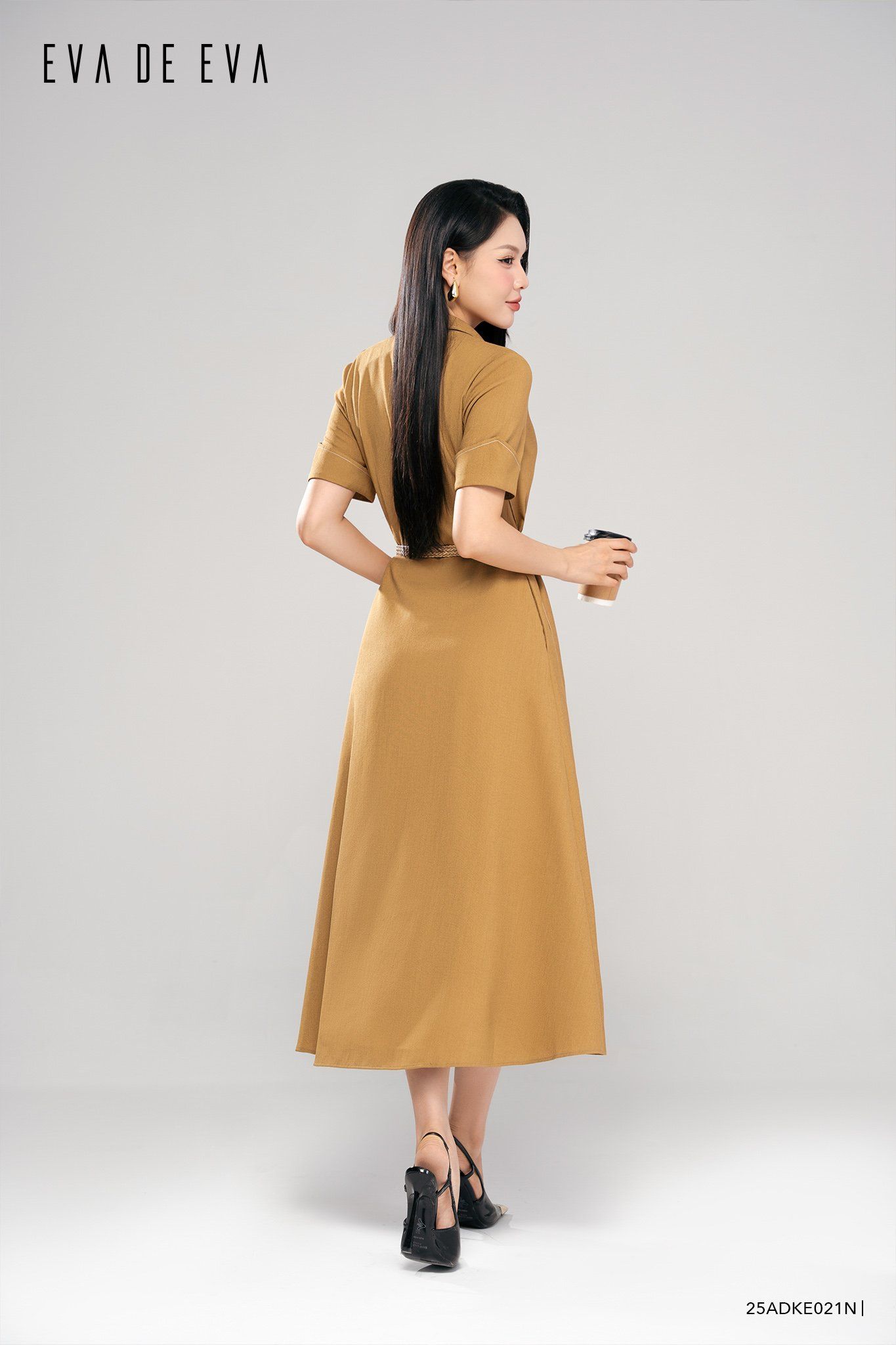  Đầm tay ngắn, Dáng thắt eo 25ADKE021N 
