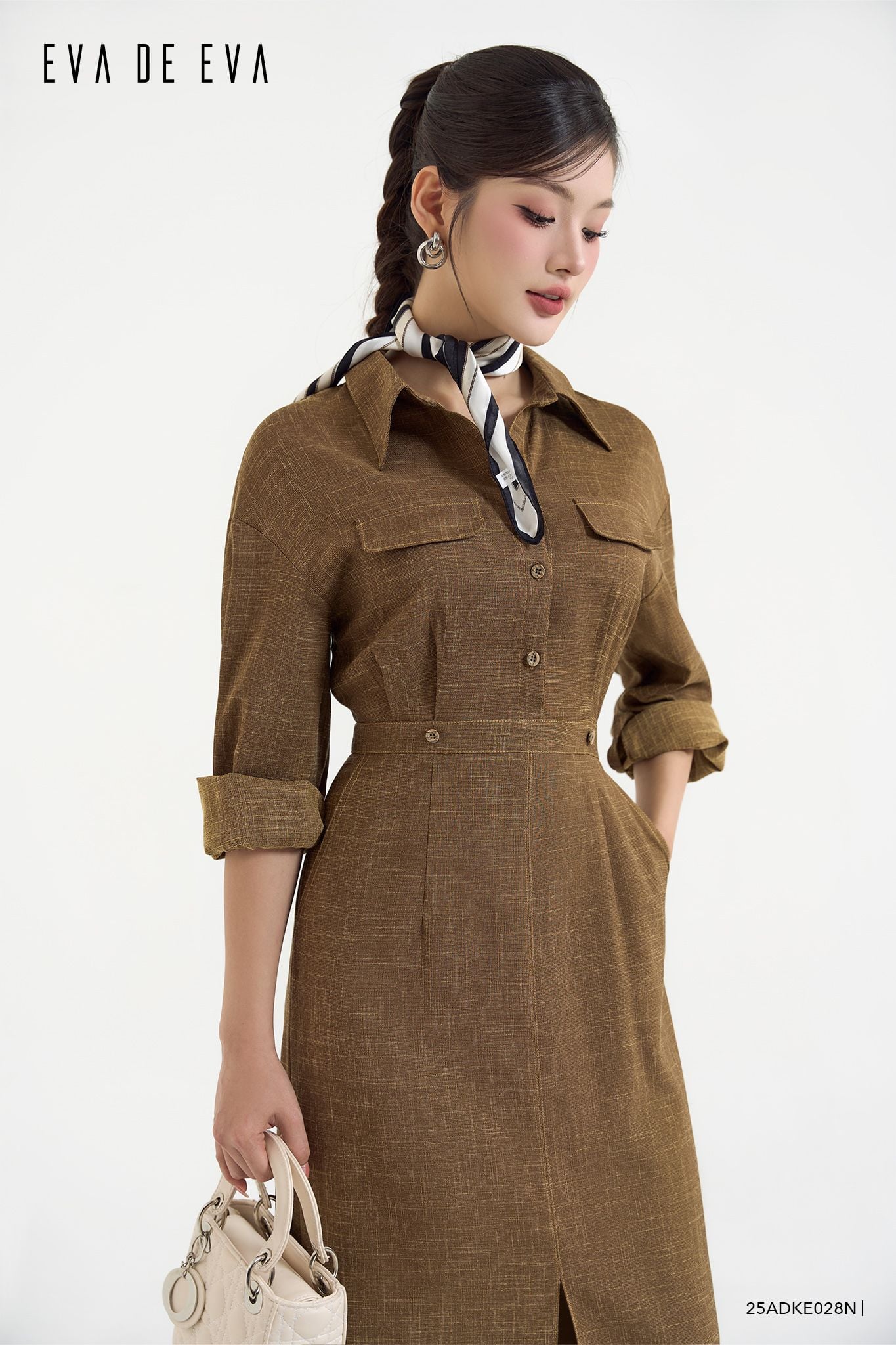  Đầm tay dài, Dáng thắt eo 25ADKE028N 