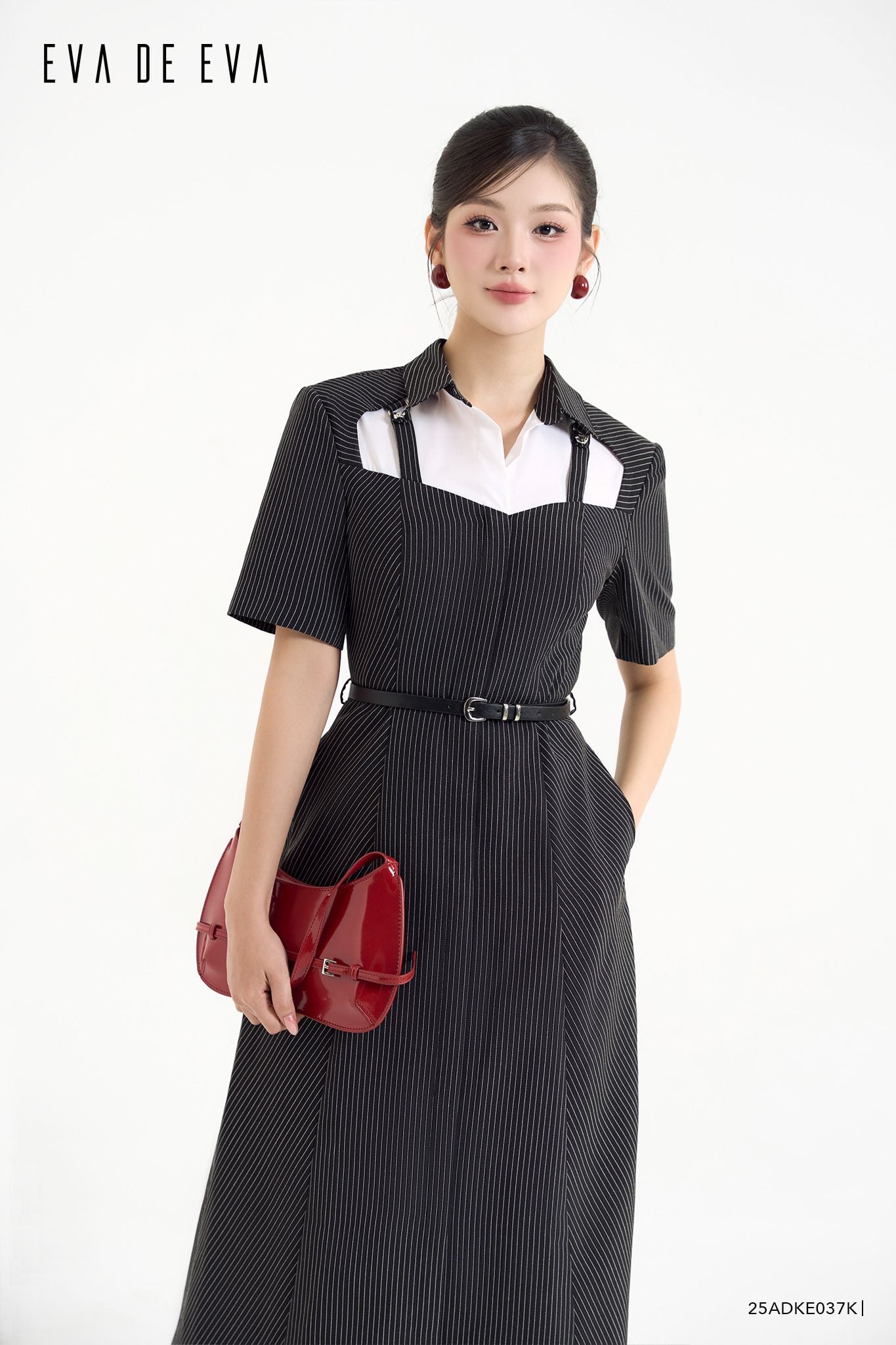  Đầm tay ngắn, Dáng thắt eo 25ADKE037K 