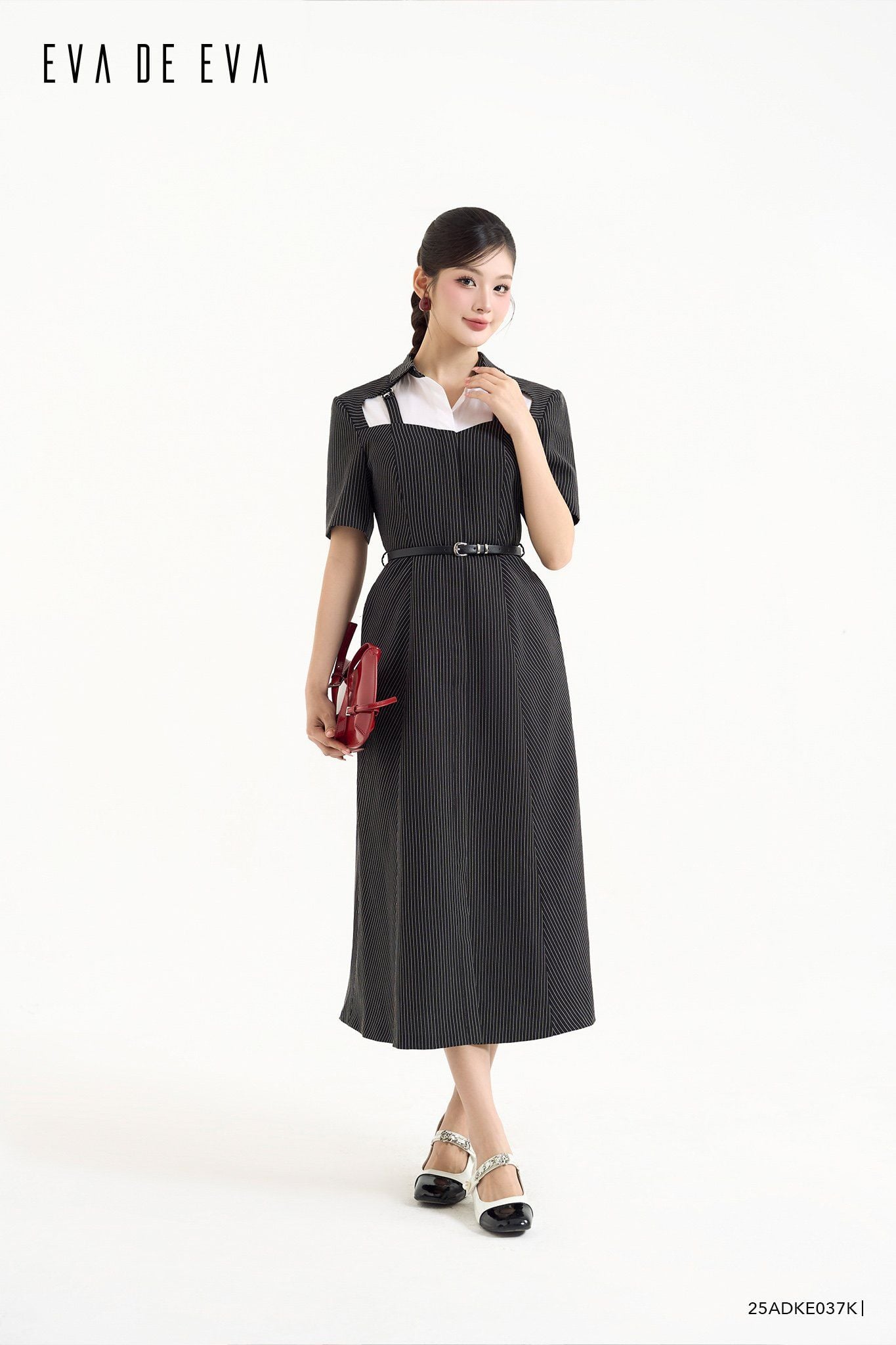  Đầm tay ngắn, Dáng thắt eo 25ADKE037K 
