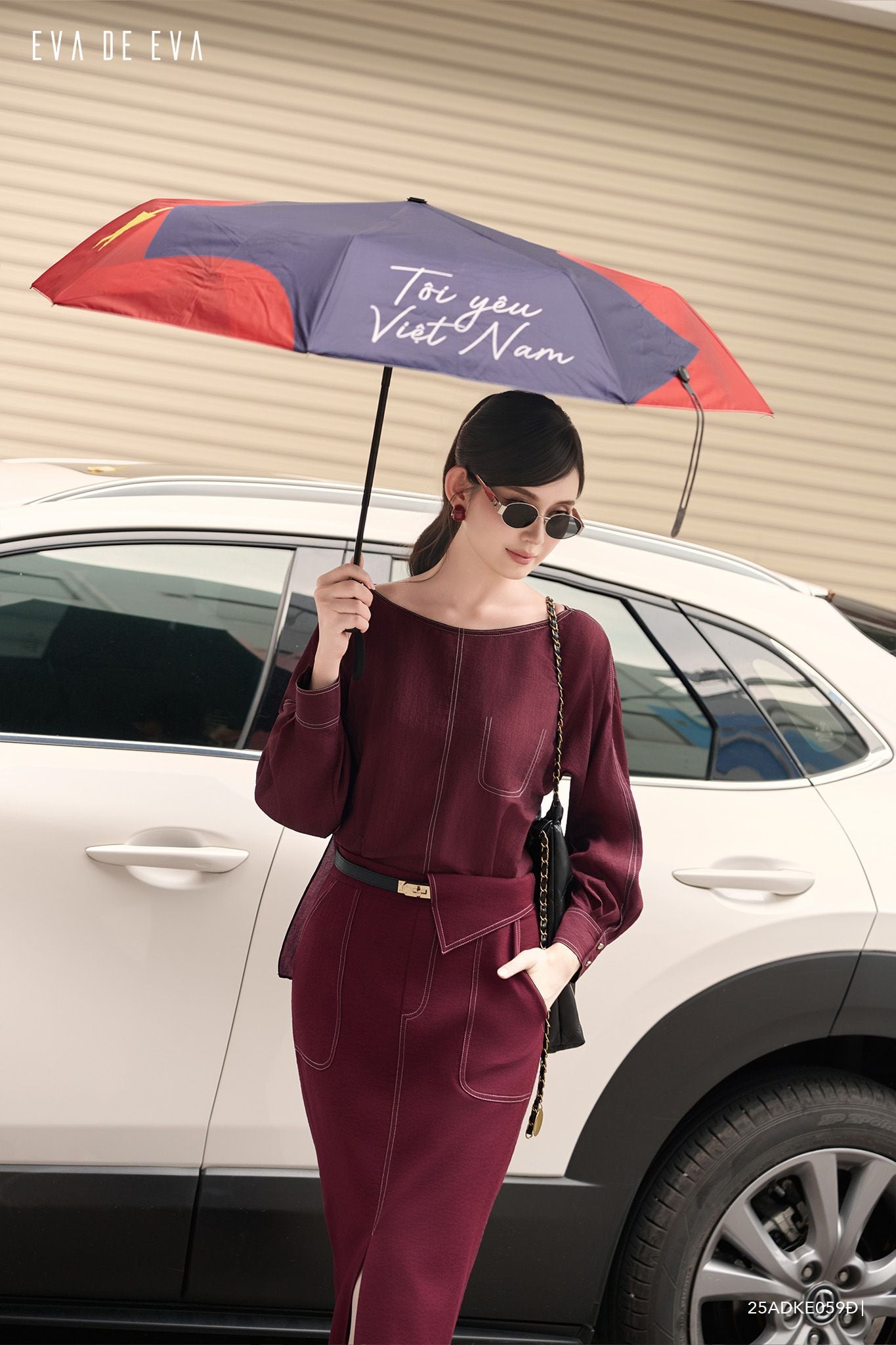  Đầm tay dài, Dáng thắt eo 25ADKE059Đ 