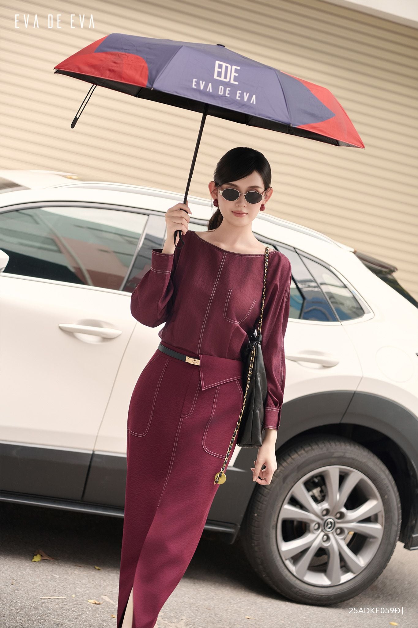  Đầm tay dài, Dáng thắt eo 25ADKE059Đ 