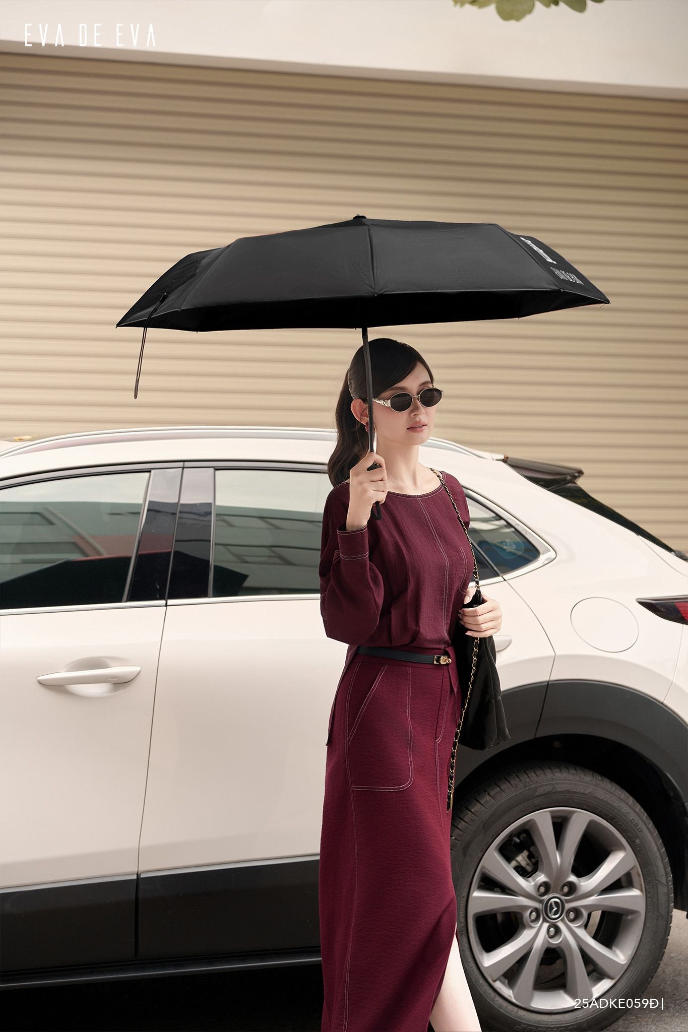  Đầm tay dài, Dáng thắt eo 25ADKE059Đ 