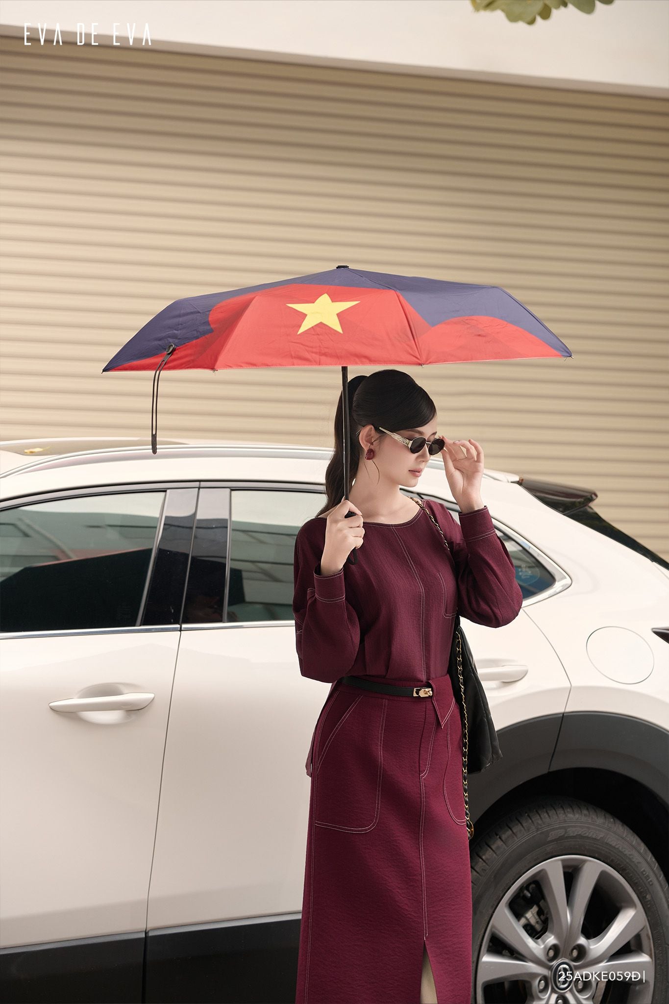  Đầm tay dài, Dáng thắt eo 25ADKE059Đ 