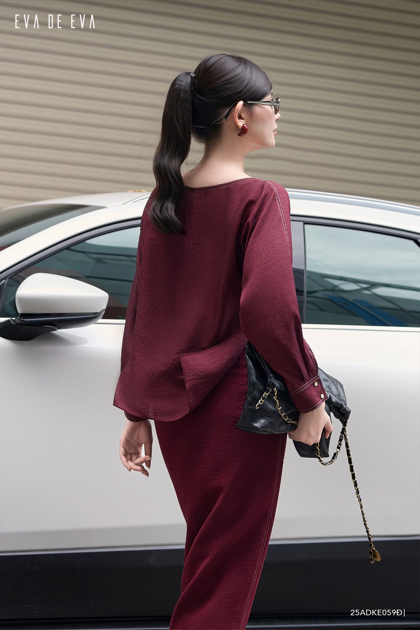  Đầm tay dài, Dáng thắt eo 25ADKE059Đ 