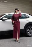  Đầm tay dài, Dáng thắt eo 25ADKE059Đ 