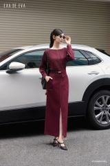  Đầm tay dài, Dáng thắt eo 25ADKE059Đ 