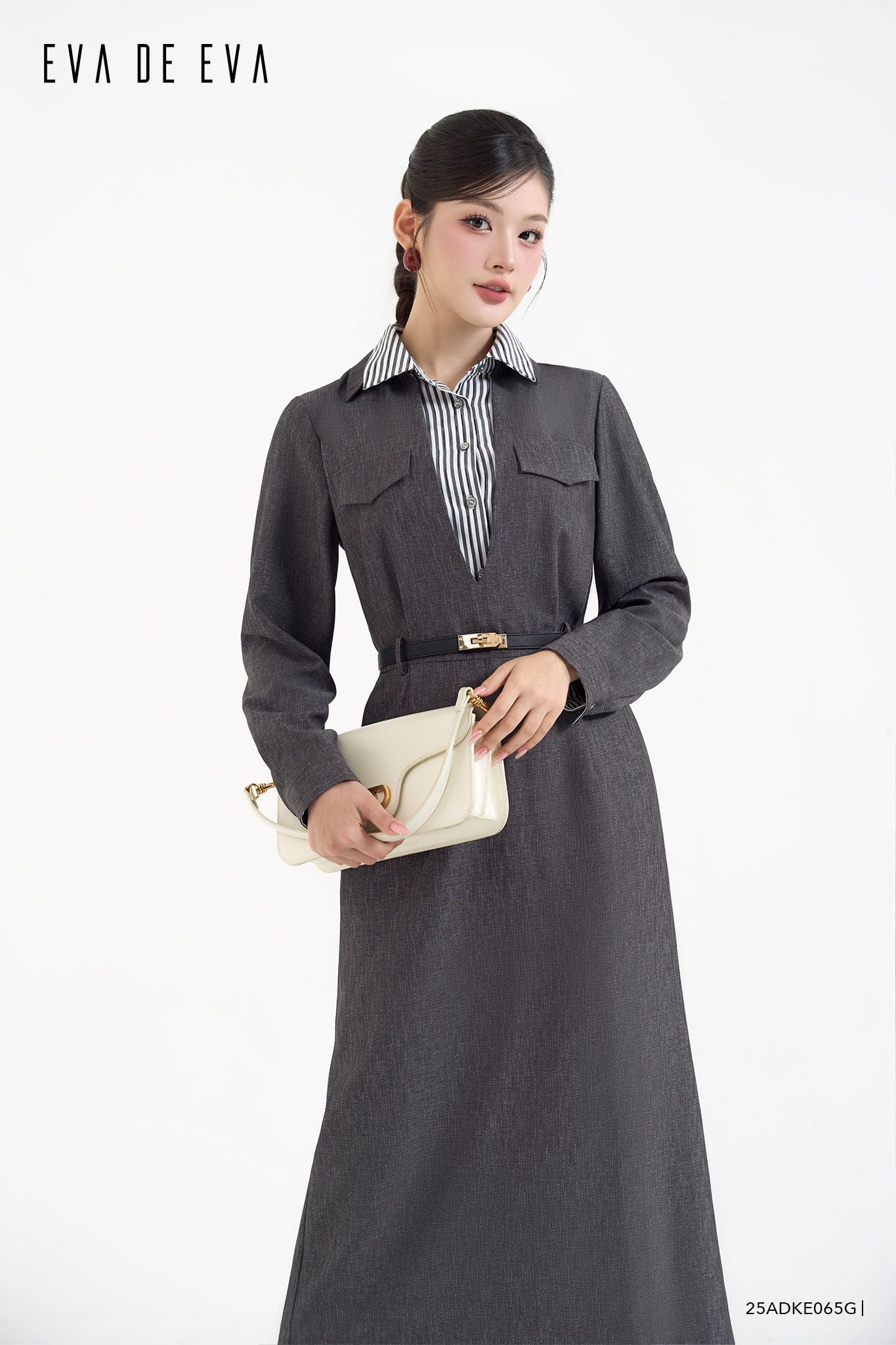  Đầm tay dài, Dáng thắt eo 25ADKE065G đi kèm TLU25_019 