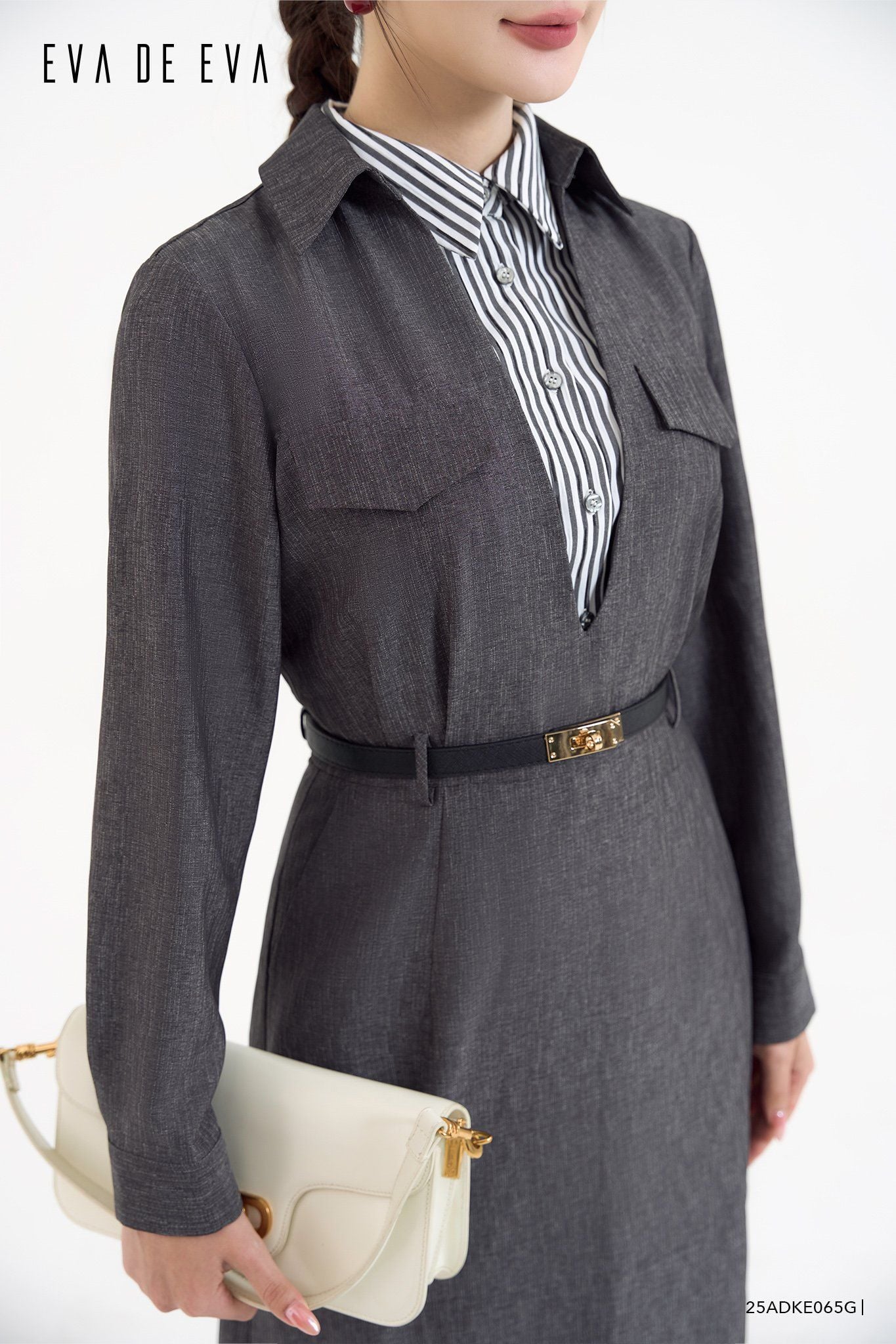  Đầm tay dài, Dáng thắt eo 25ADKE065G đi kèm TLU25_019 