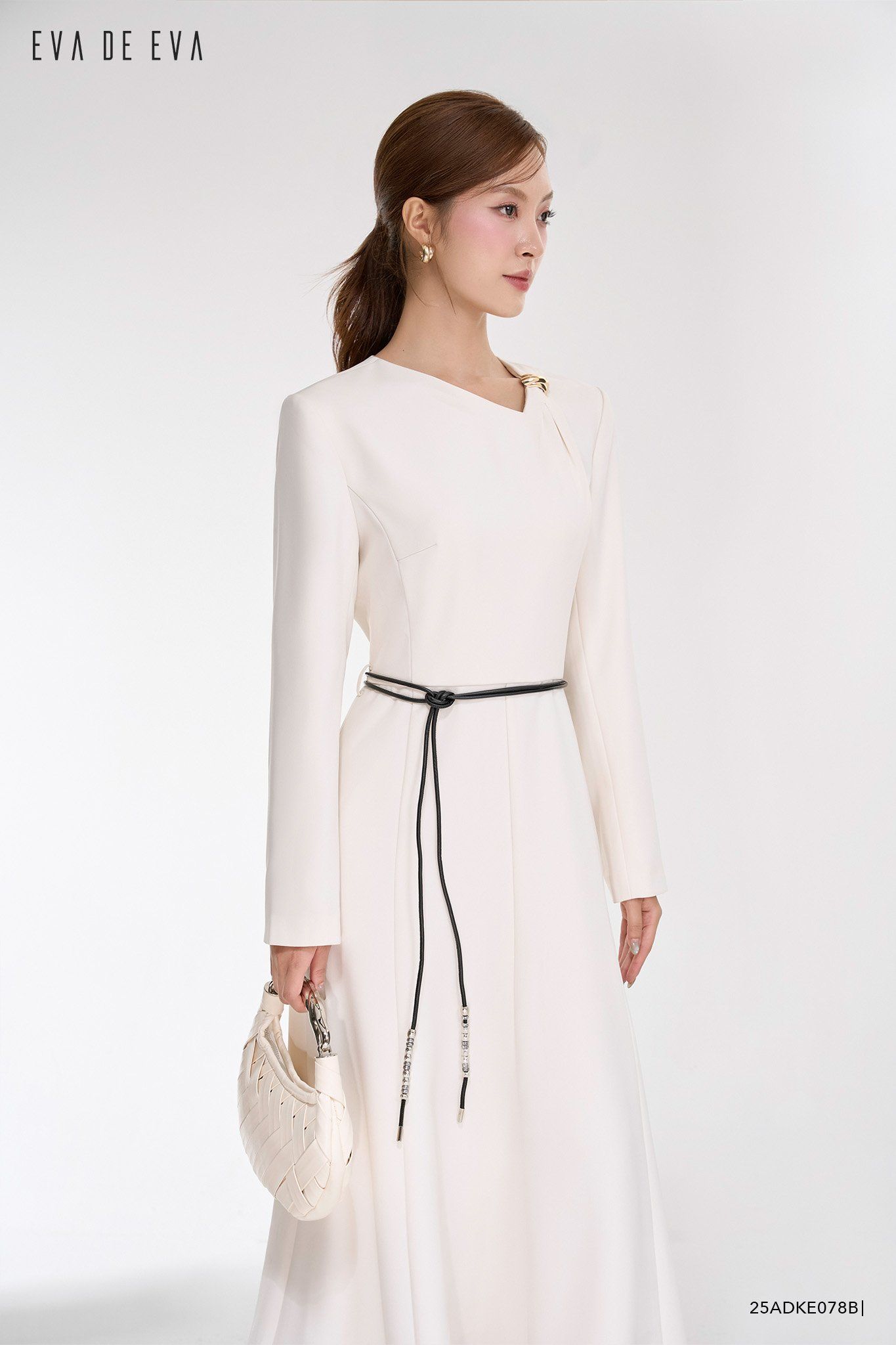  Đầm tay dài, Dáng thắt eo 25ADKE078B 