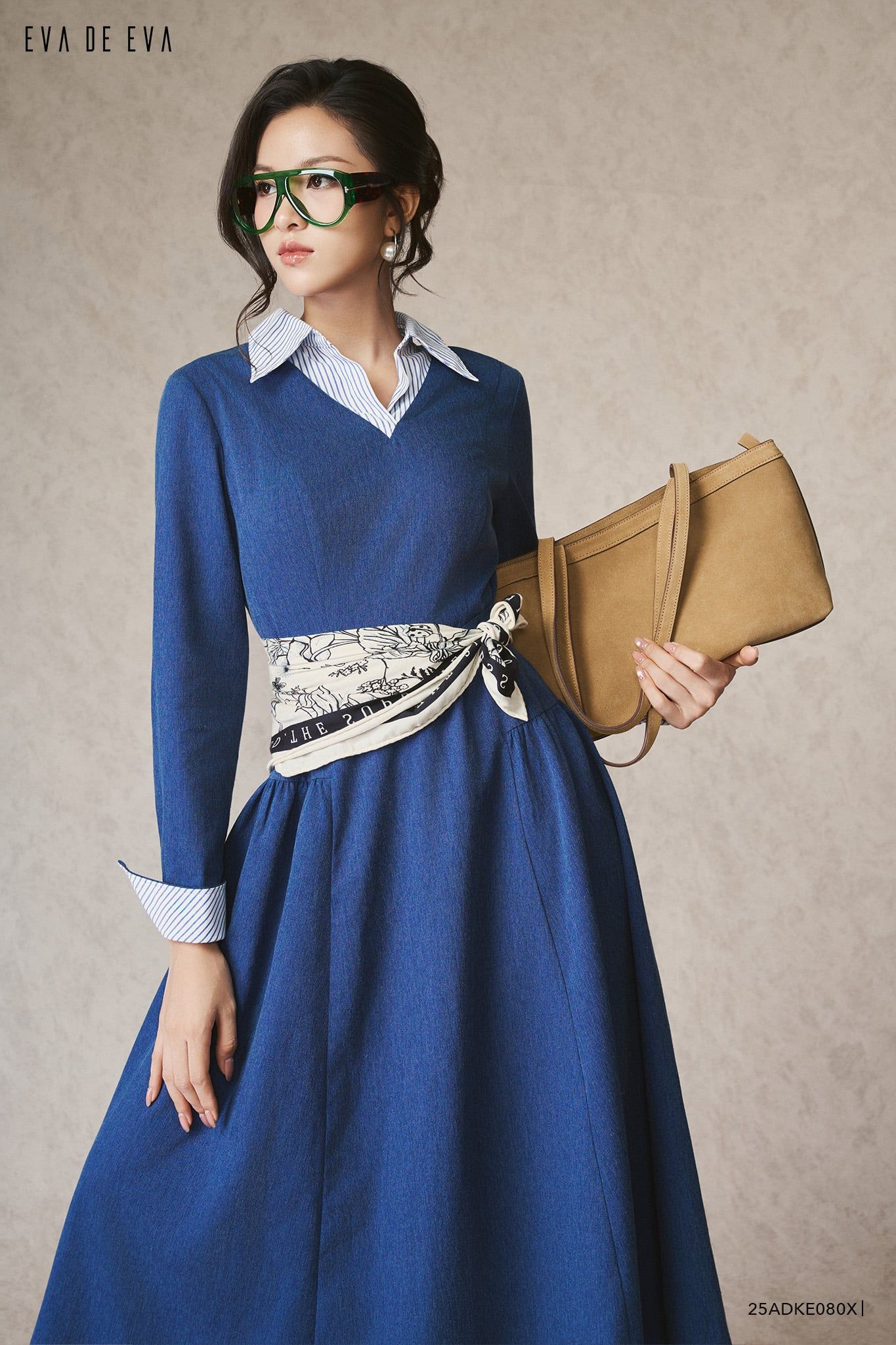  Đầm tay dài, Dáng xòe 25ADKE080X 
