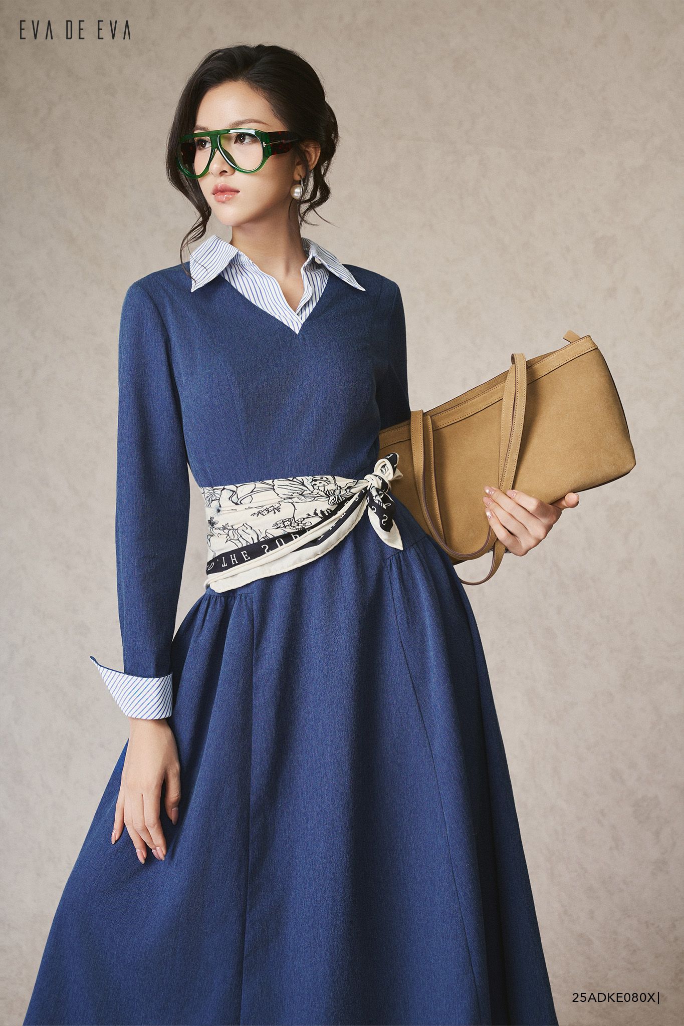  Đầm tay dài, Dáng xòe 25ADKE080X 