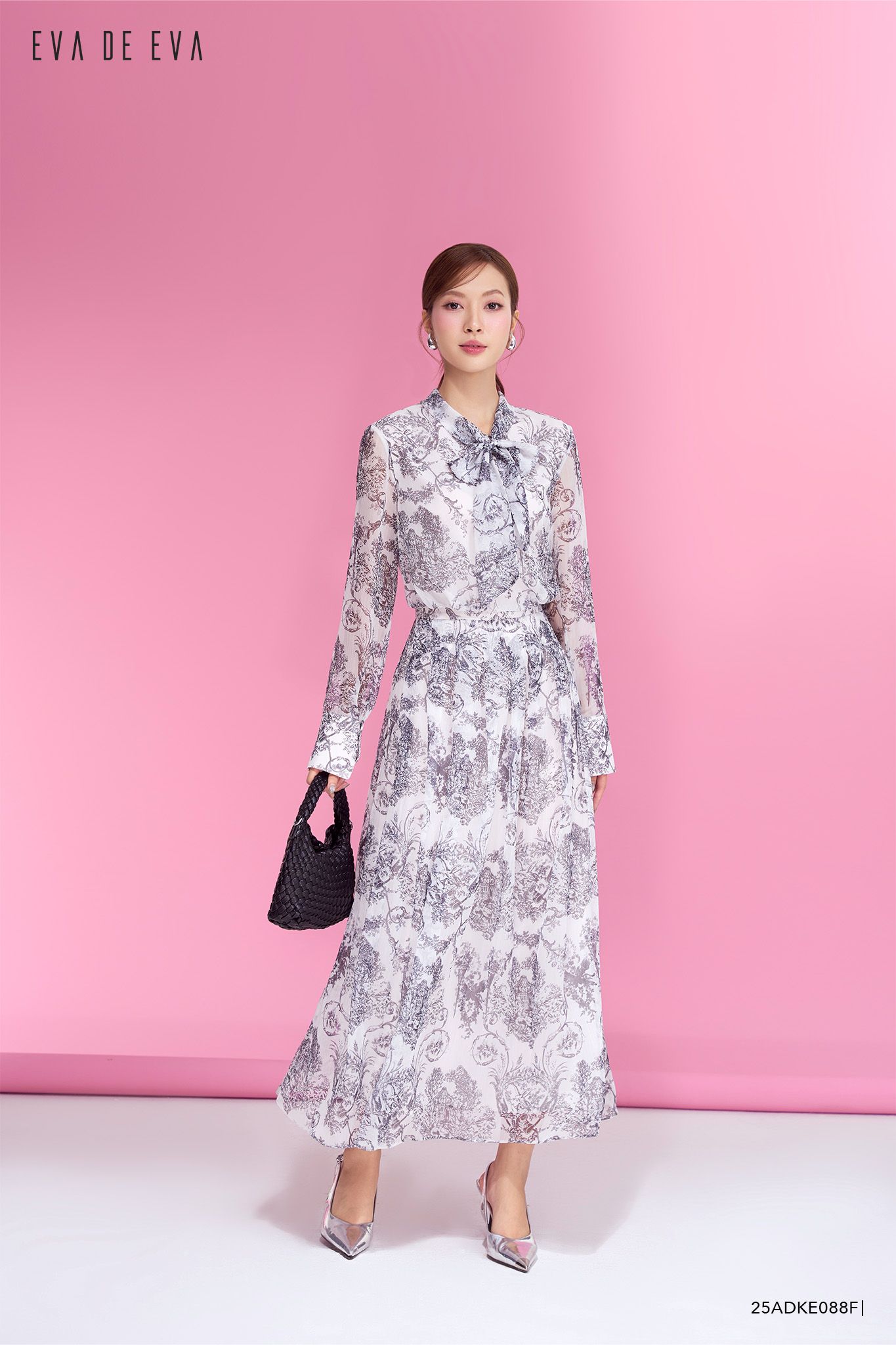  Đầm tay dài, Dáng thắt eo 25ADKE088F 