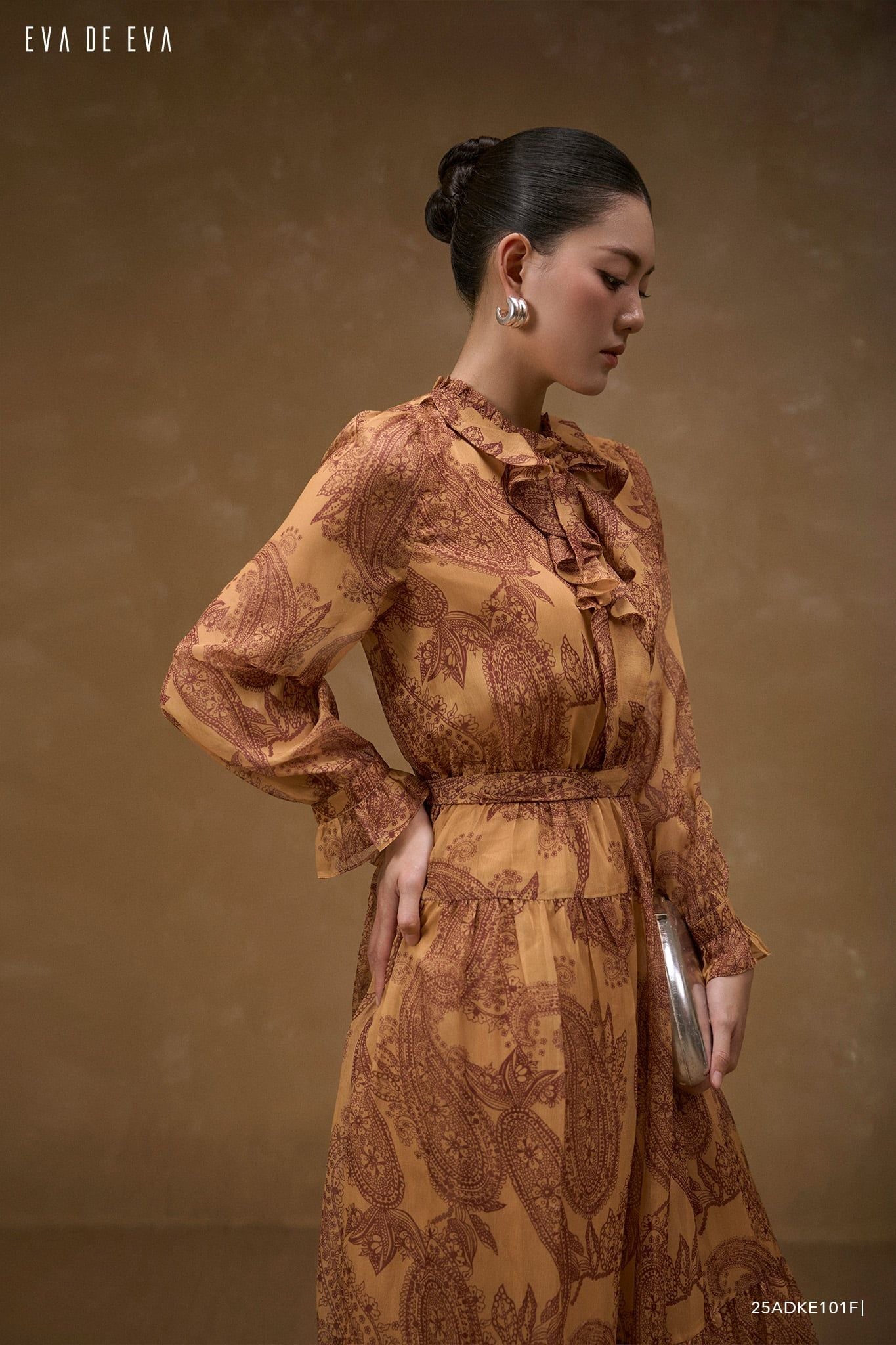  Đầm tay dài, Dáng thắt eo 25ADKE101F 