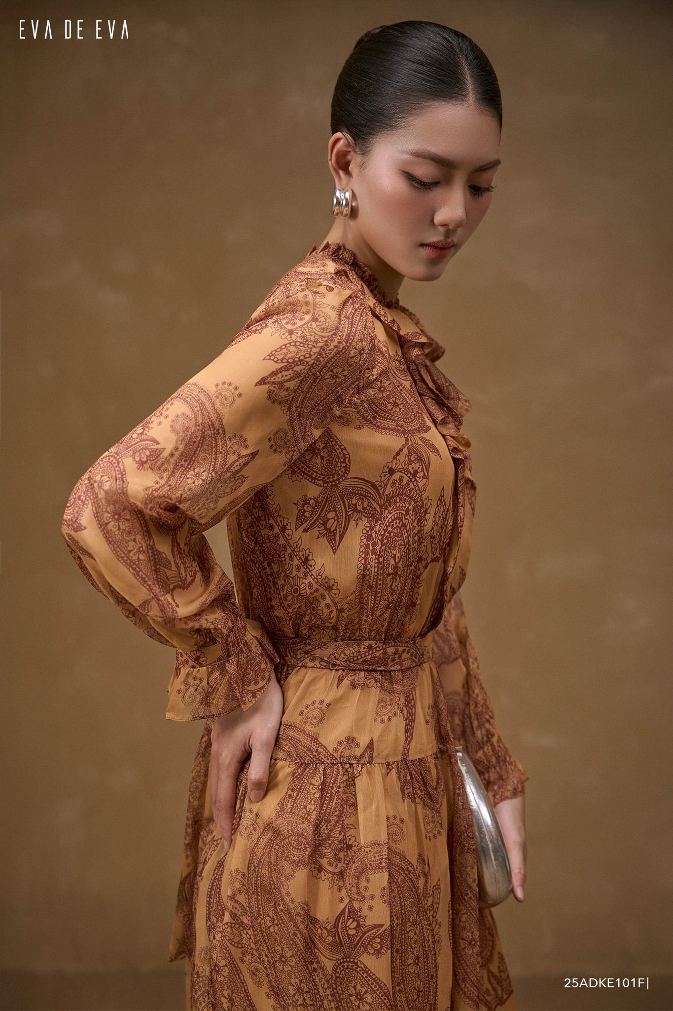  Đầm tay dài, Dáng thắt eo 25ADKE101F 