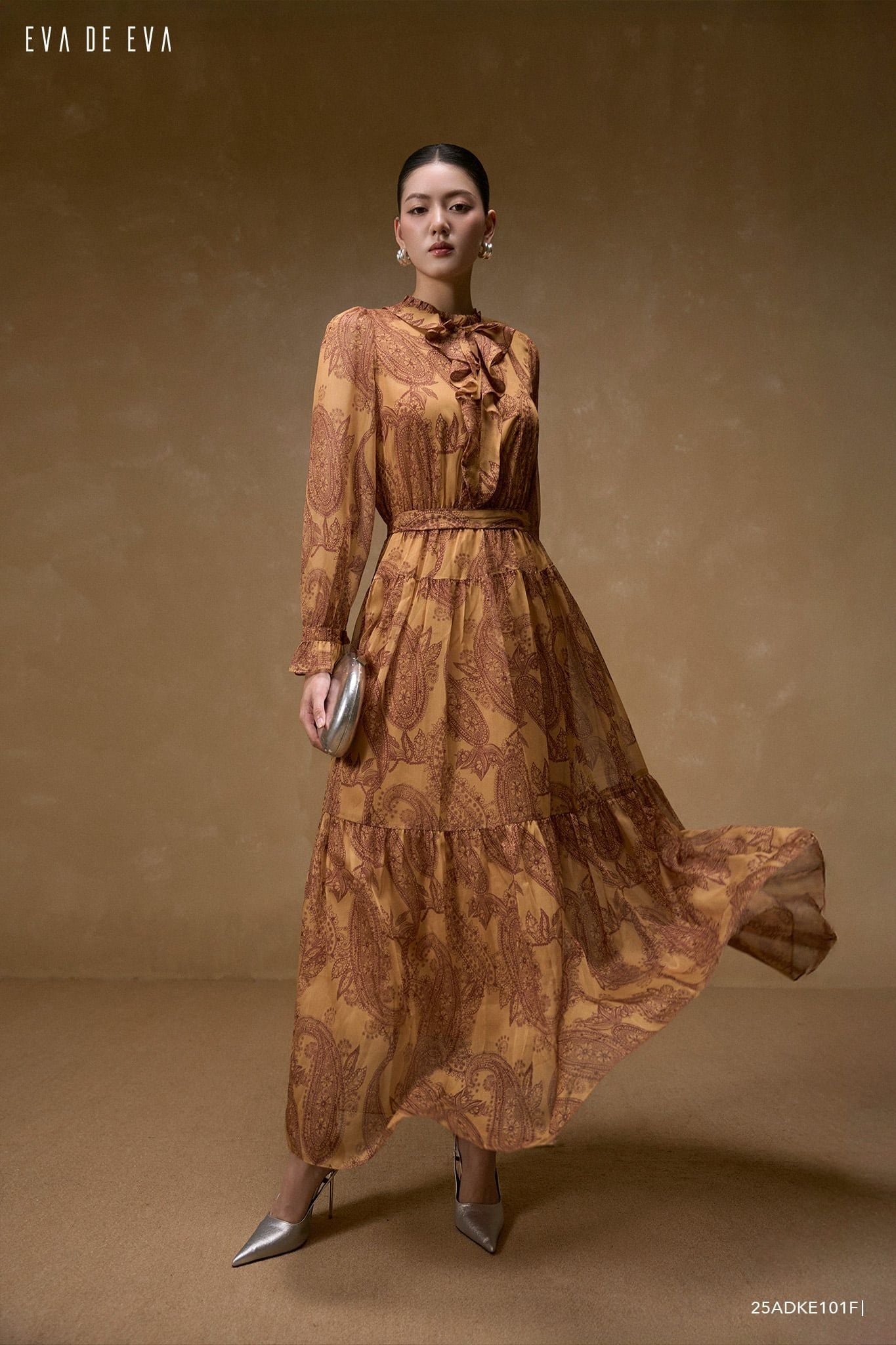  Đầm tay dài, Dáng thắt eo 25ADKE101F 