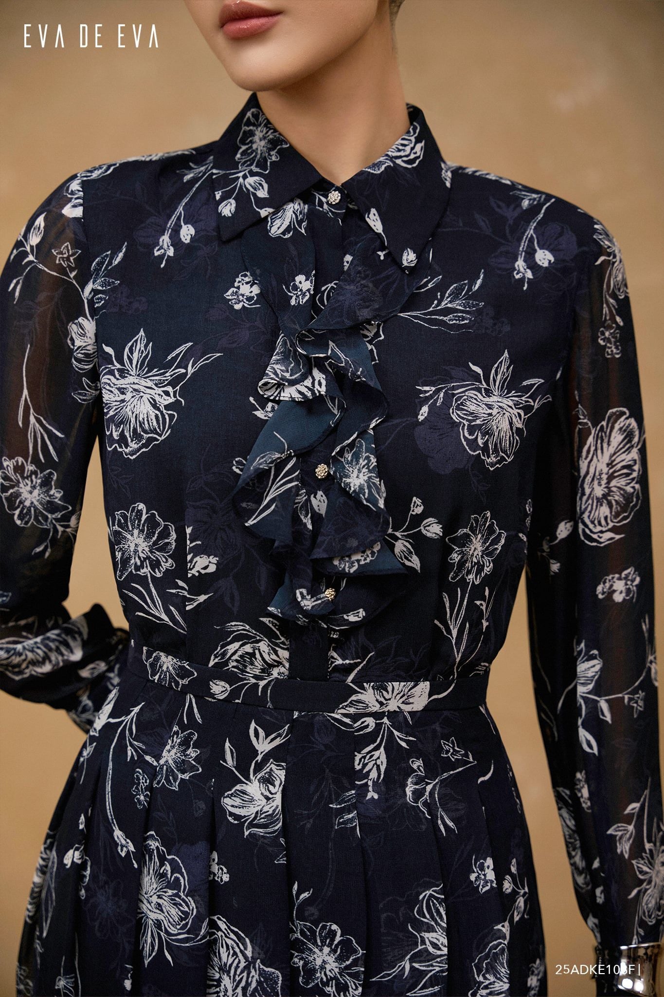  Đầm tay dài, Dáng thắt eo 25ADKE108F 