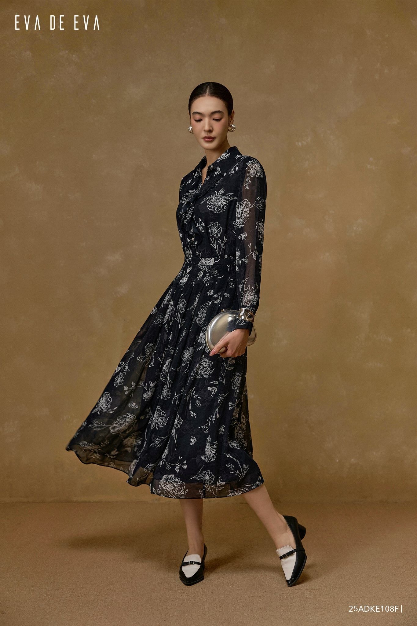  Đầm tay dài, Dáng thắt eo 25ADKE108F 