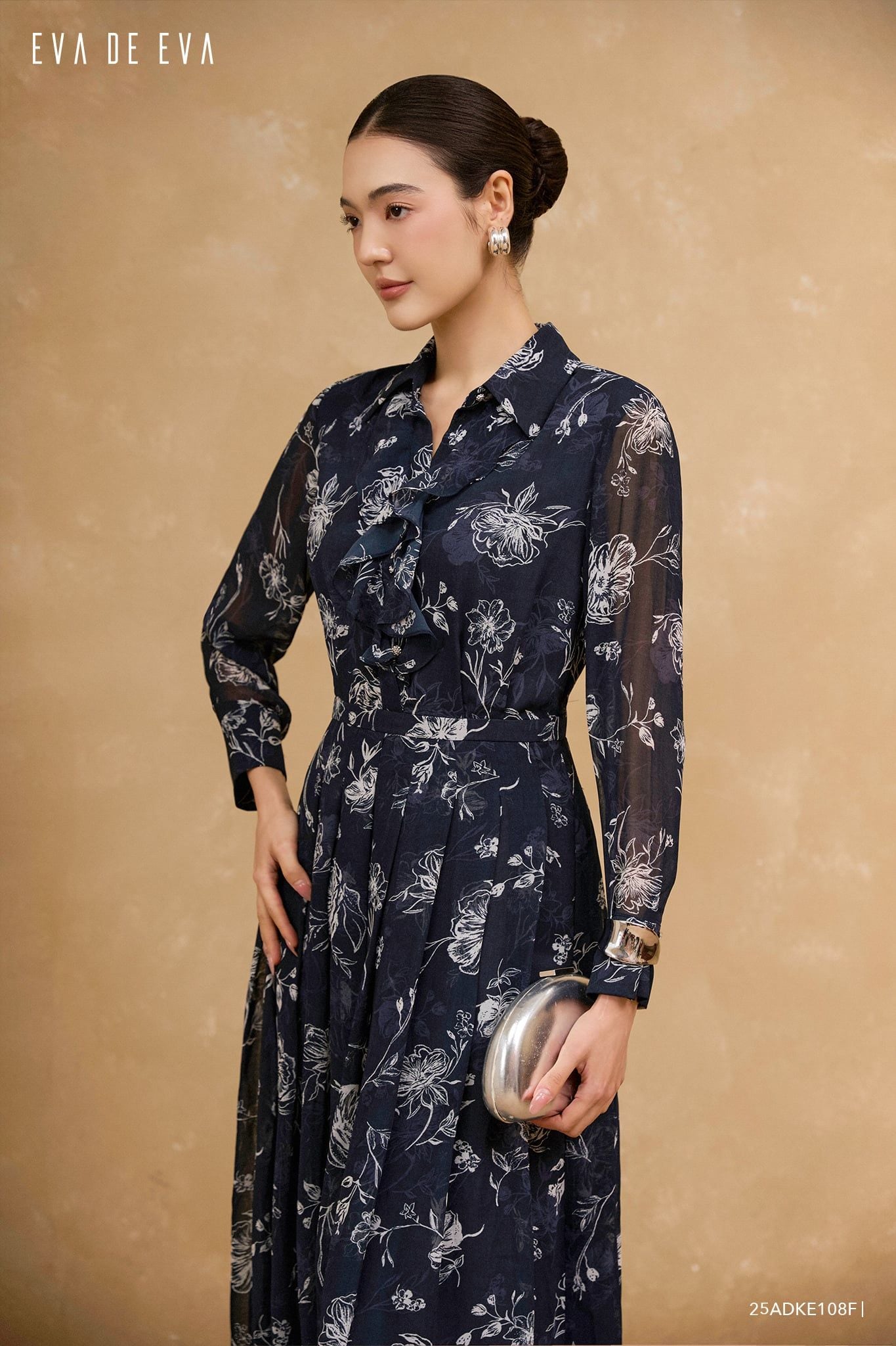  Đầm tay dài, Dáng thắt eo 25ADKE108F 