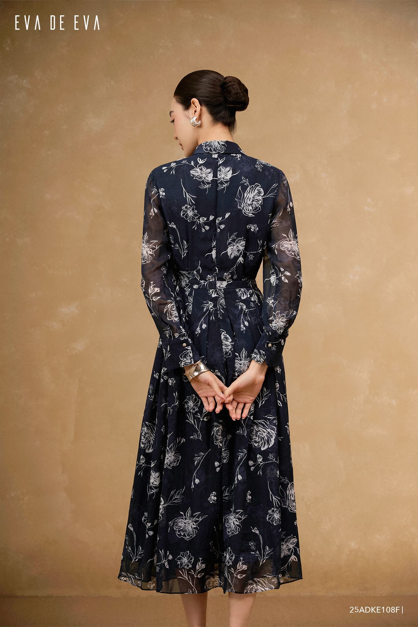  Đầm tay dài, Dáng thắt eo 25ADKE108F 