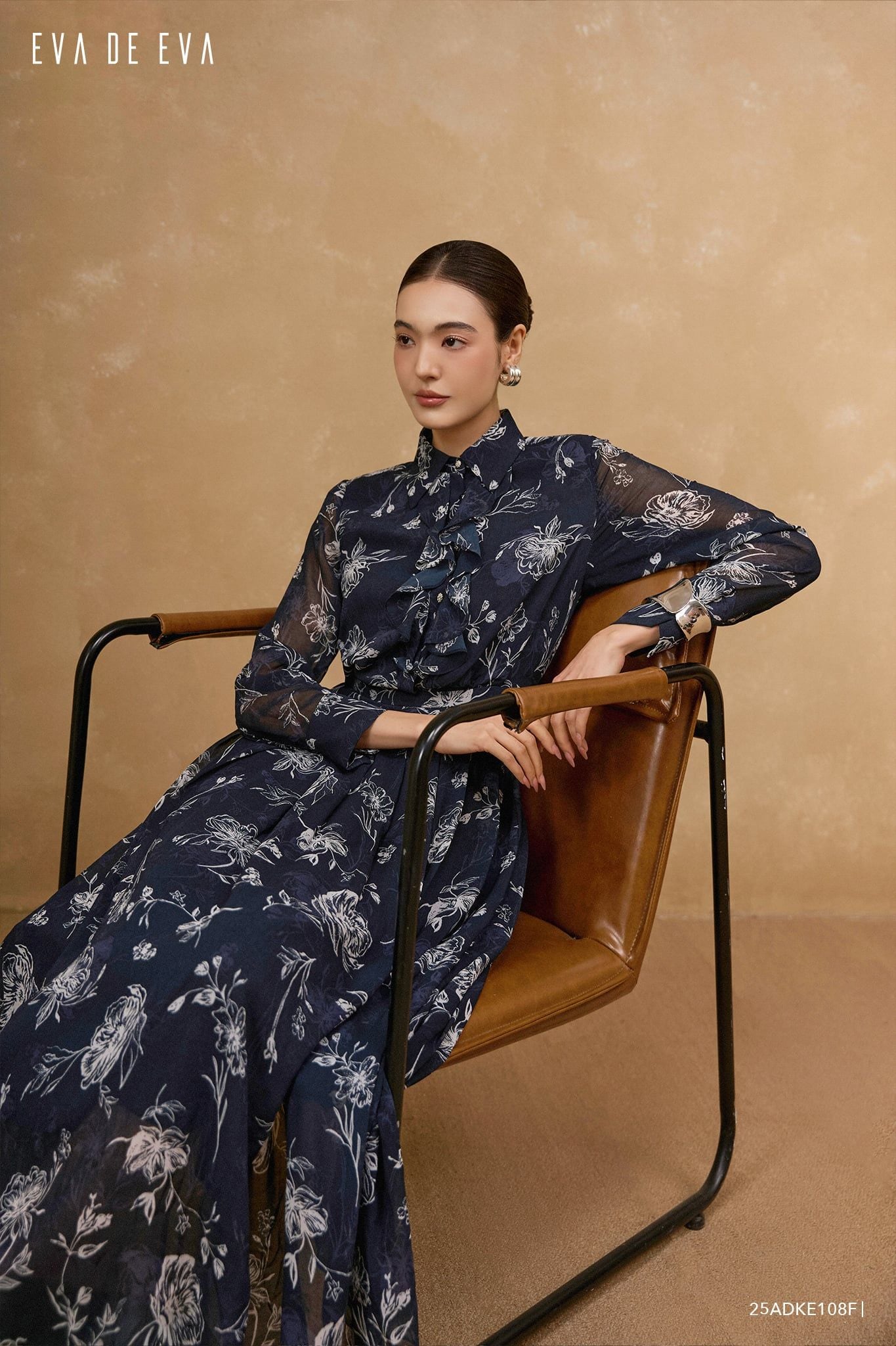  Đầm tay dài, Dáng thắt eo 25ADKE108F 