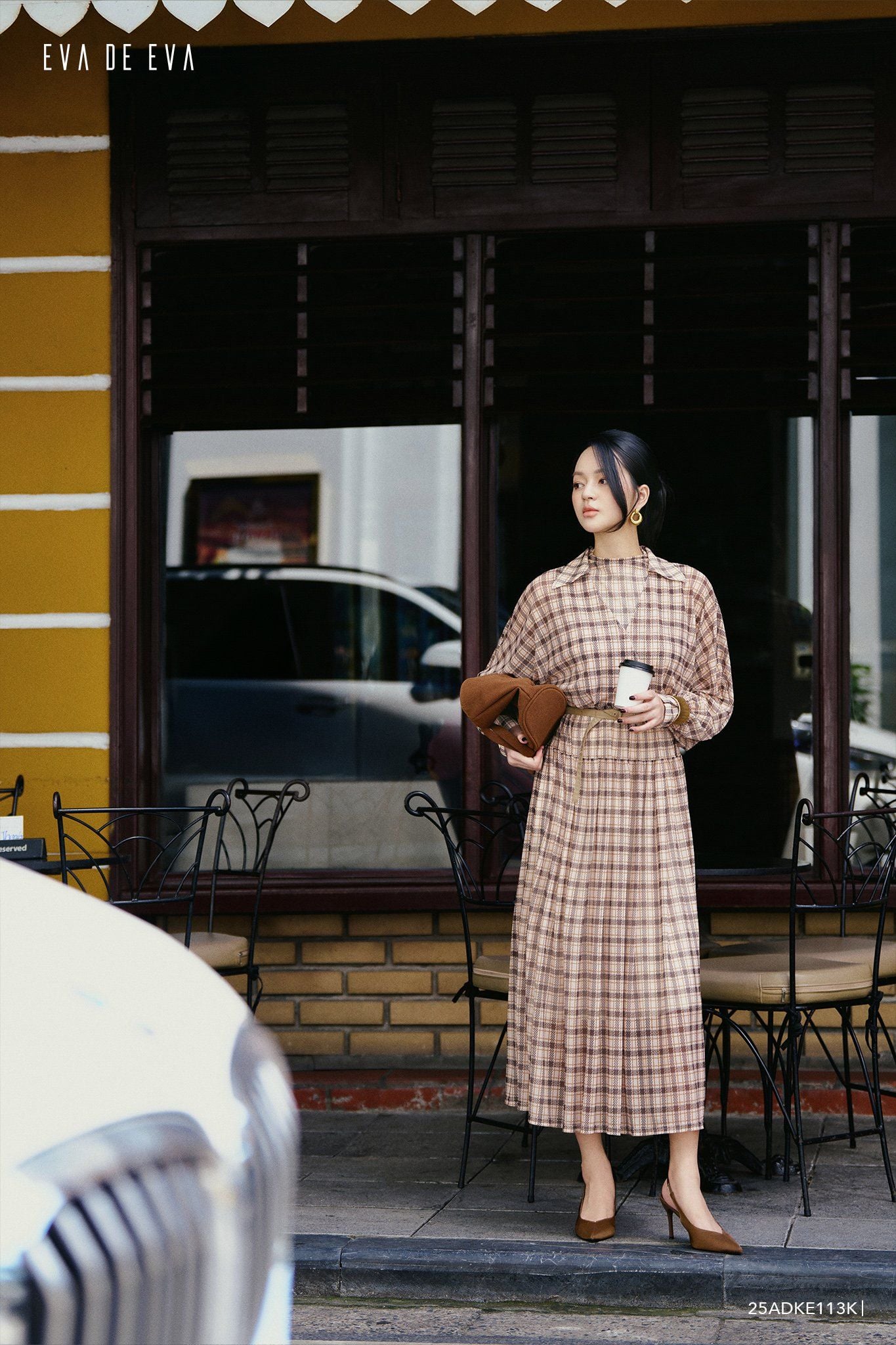  Đầm tay dài, Dáng thắt eo 25ADKE113K 