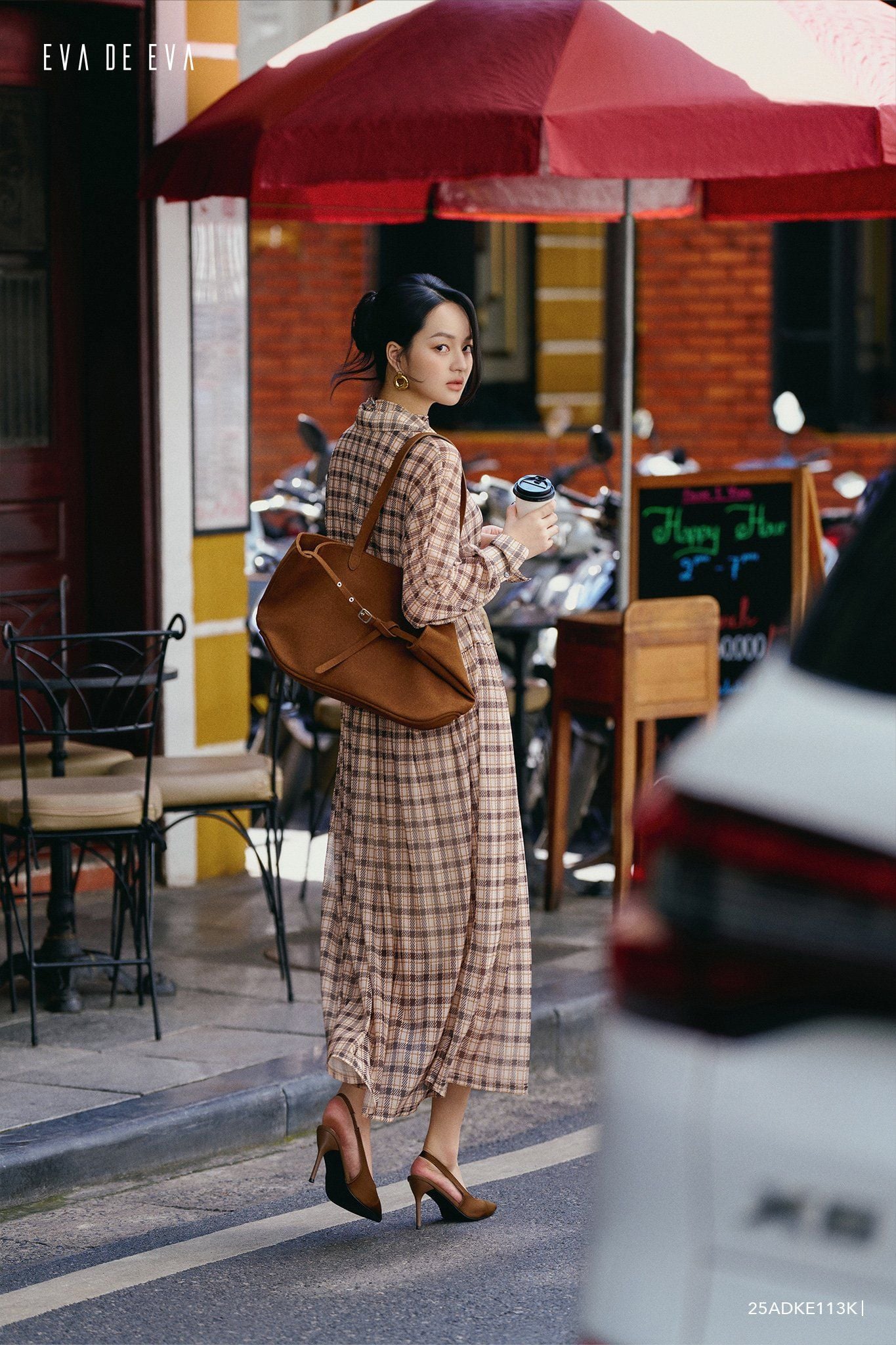  Đầm tay dài, Dáng thắt eo 25ADKE113K 