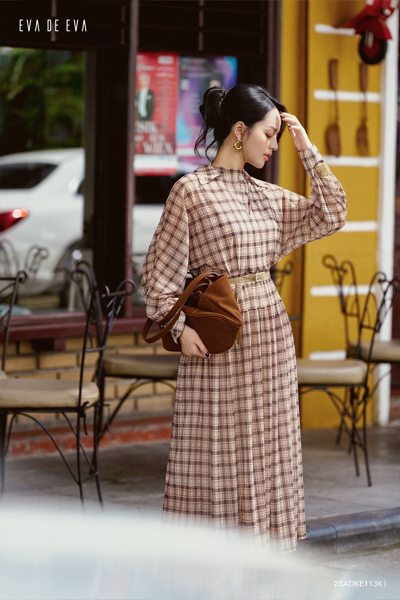  Đầm tay dài, Dáng thắt eo 25ADKE113K 