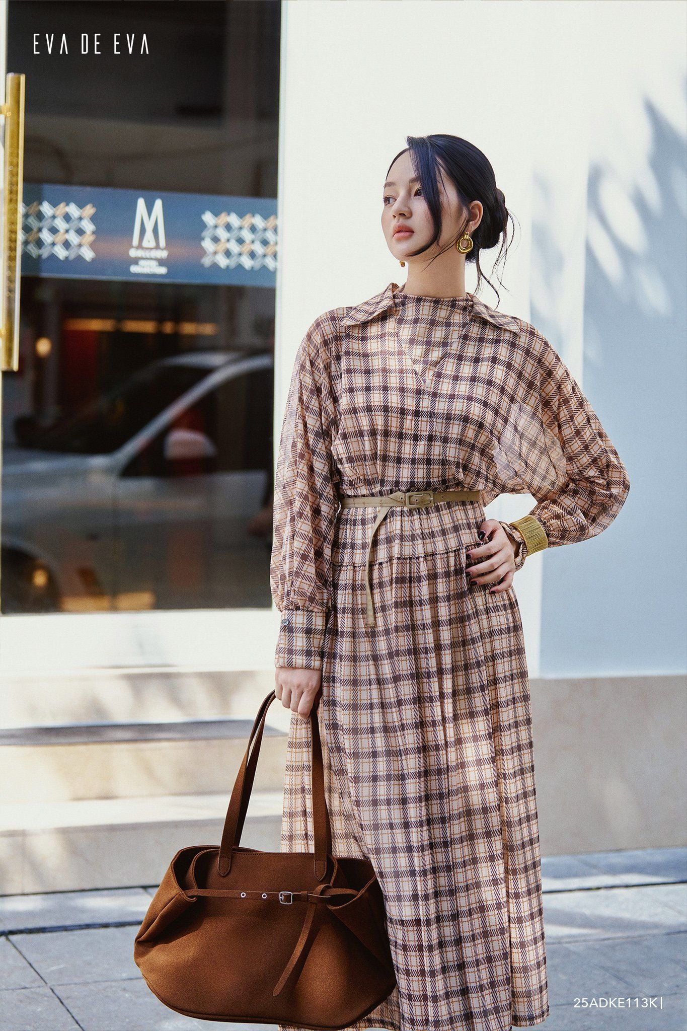  Đầm tay dài, Dáng thắt eo 25ADKE113K 