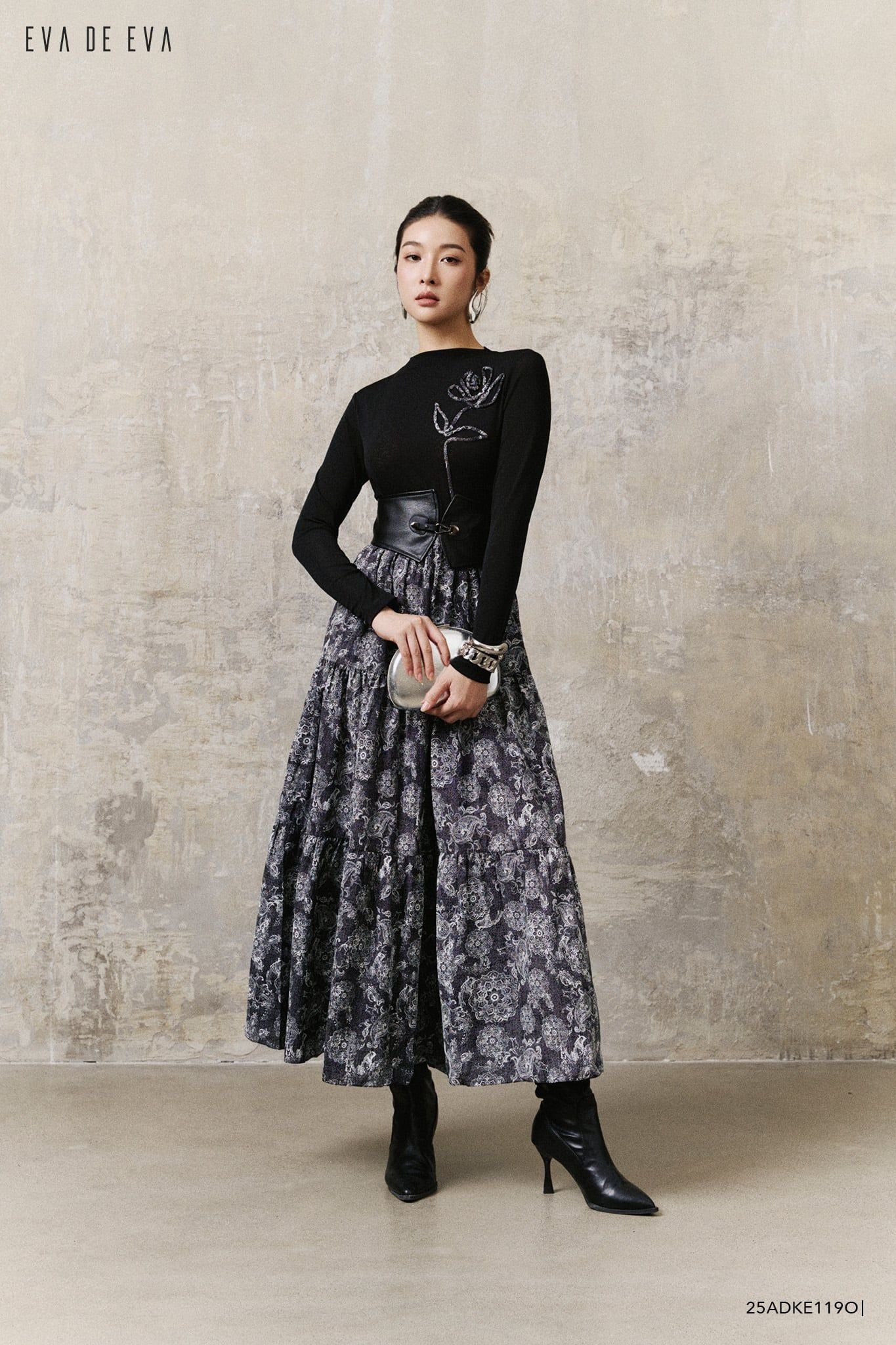  Đầm tay dài, Dáng thắt eo 25ADKE119O 