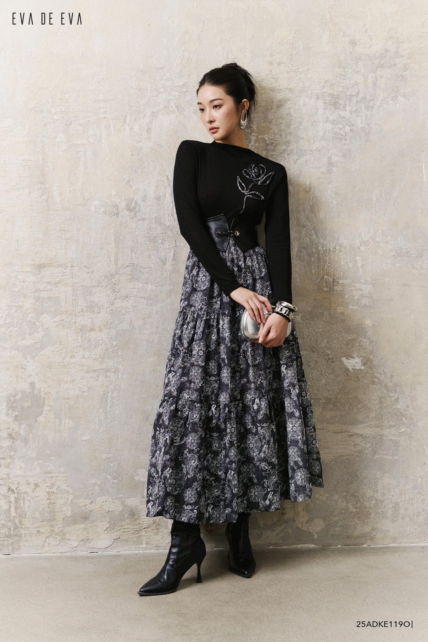  Đầm tay dài, Dáng thắt eo 25ADKE119O 