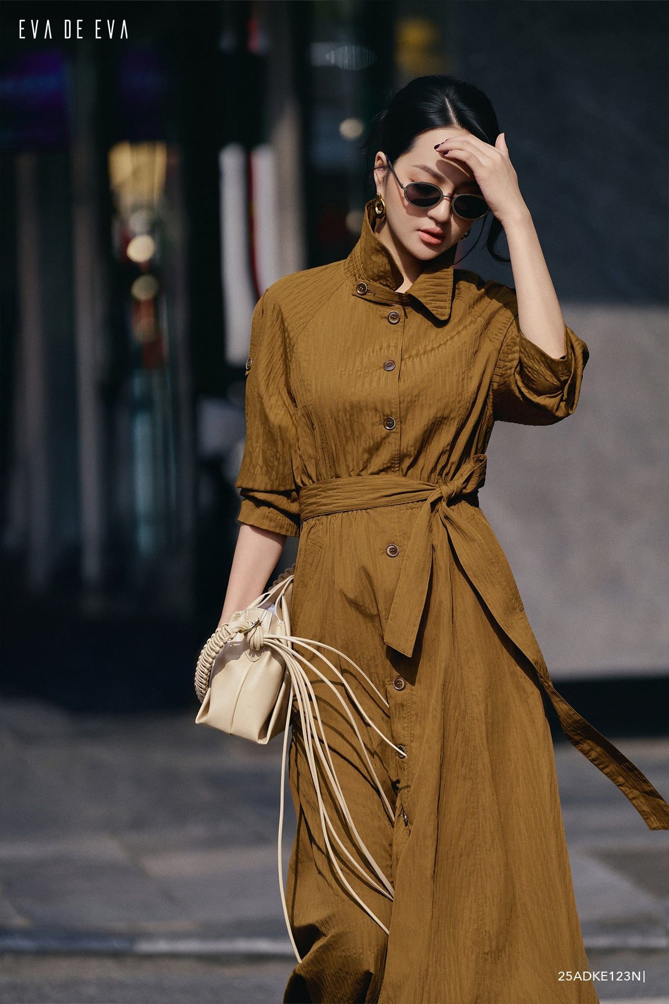  Đầm tay dài, Dáng thắt eo 25ADKE123N 