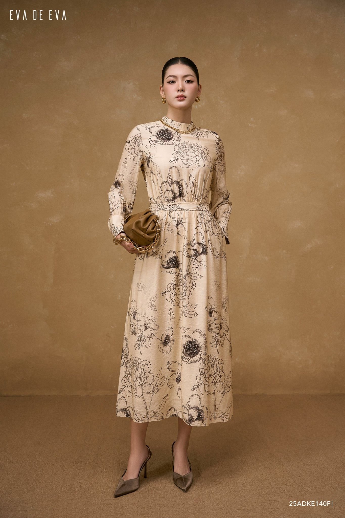  Đầm tay dài, Dáng thắt eo 25ADKE140F 