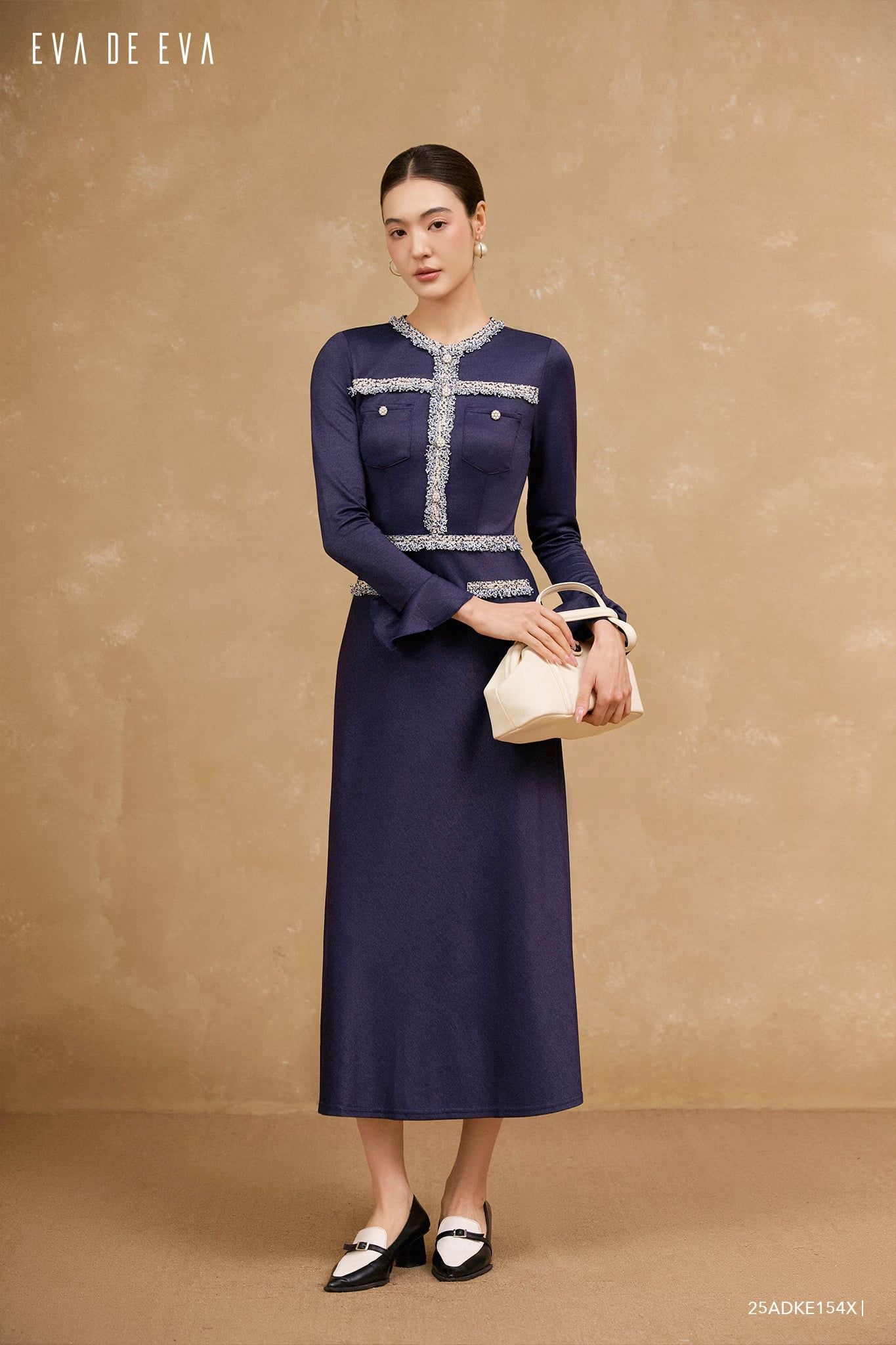  Đầm tay dài, Dáng thắt eo 25ADKE154X 