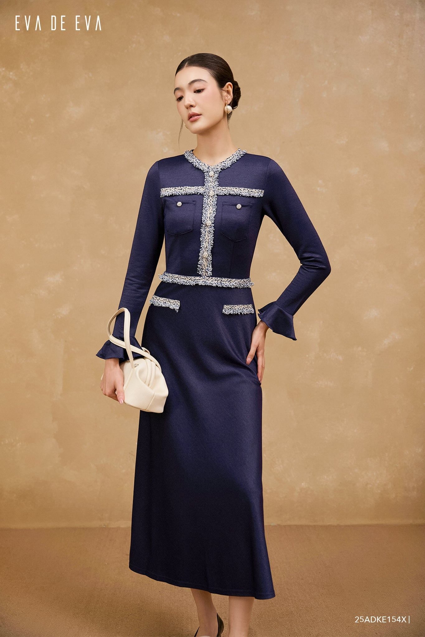  Đầm tay dài, Dáng thắt eo 25ADKE154X 