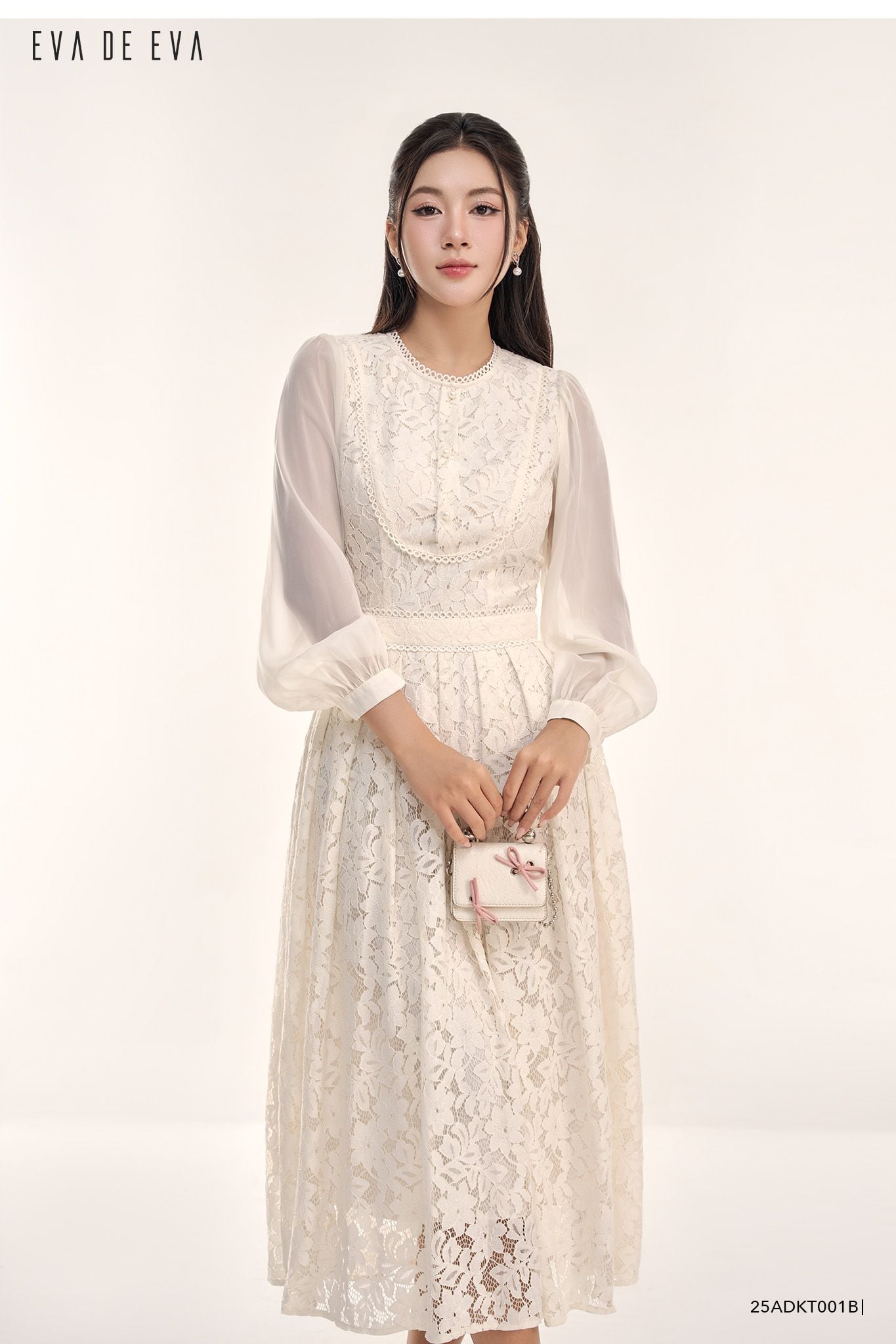  Đầm tay dài, Dáng thắt eo 25ADKT001B 