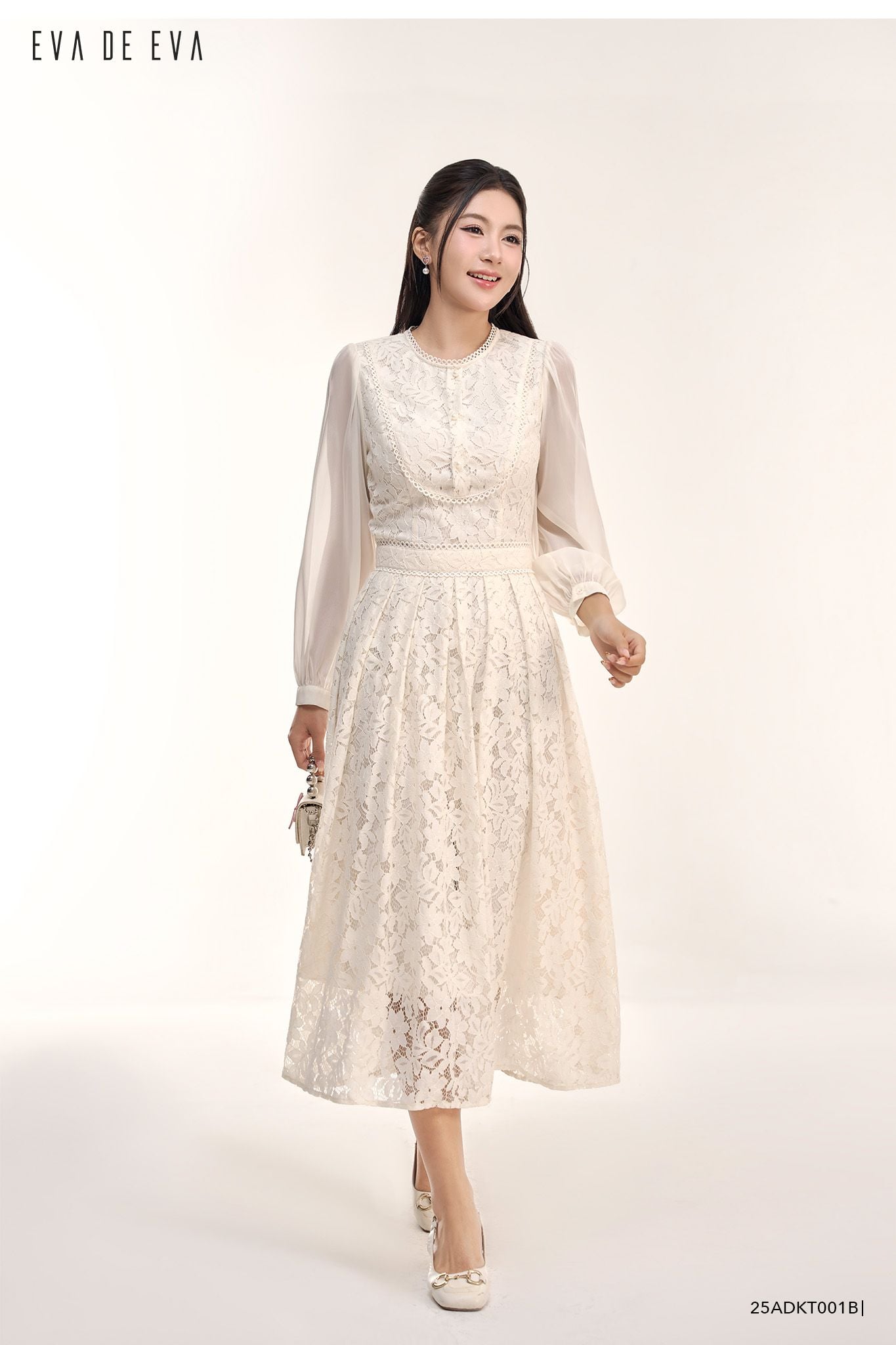  Đầm tay dài, Dáng thắt eo 25ADKT001B 