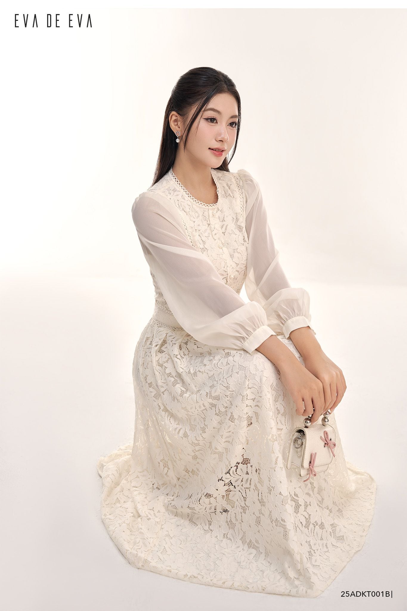  Đầm tay dài, Dáng thắt eo 25ADKT001B 