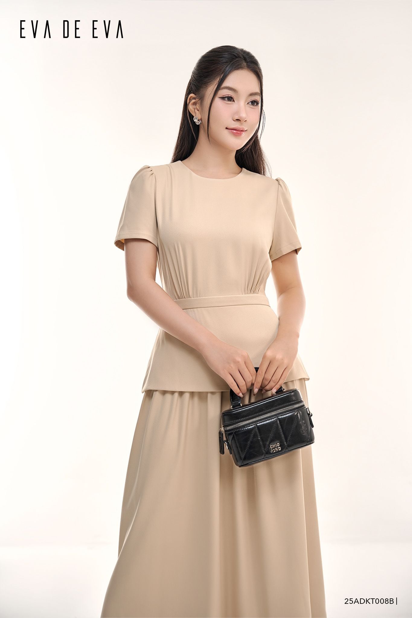  Đầm tay ngắn, Dáng thắt eo 25ADKT008B 