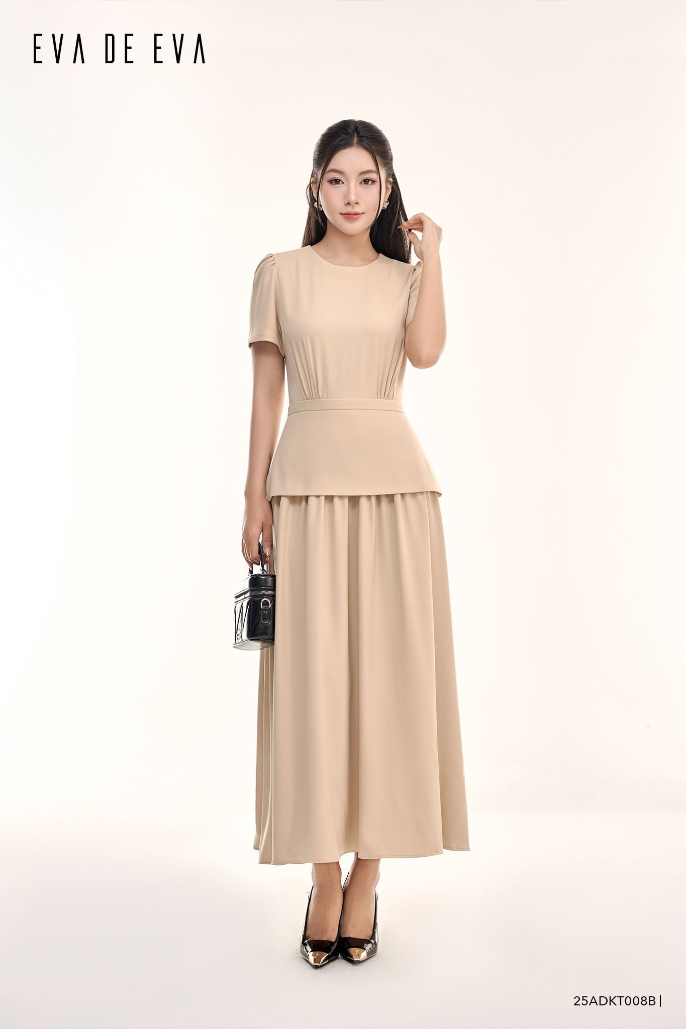  Đầm tay ngắn, Dáng thắt eo 25ADKT008B 