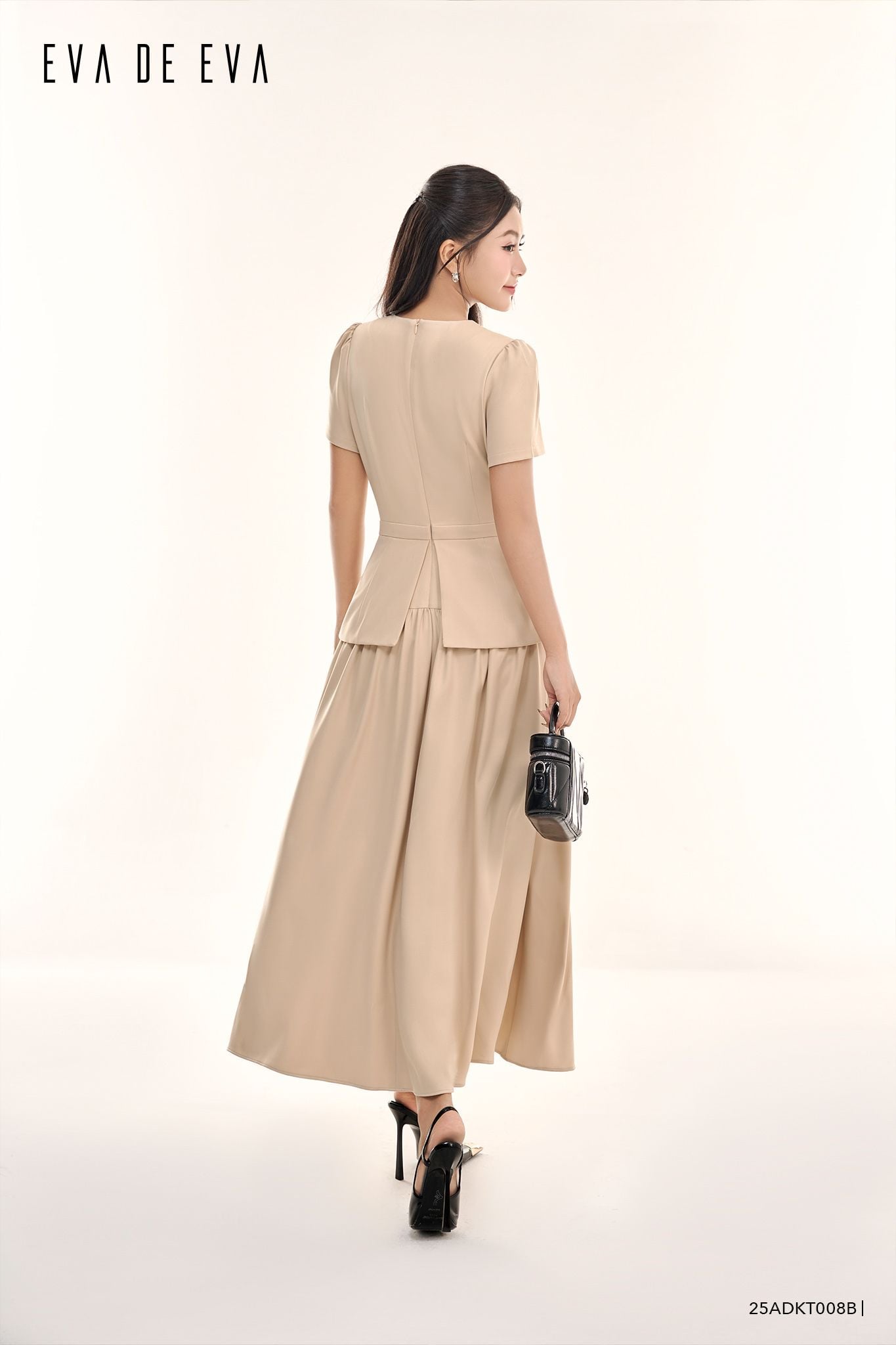  Đầm tay ngắn, Dáng thắt eo 25ADKT008B 