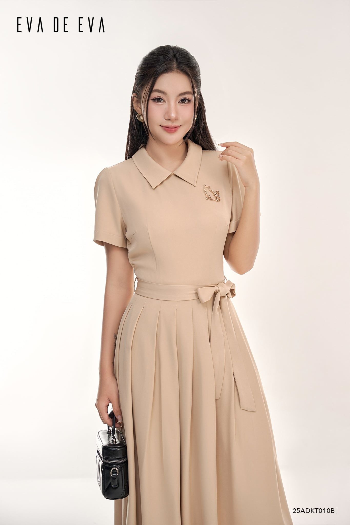  Đầm tay ngắn, Dáng thắt eo 25ADKT010B 
