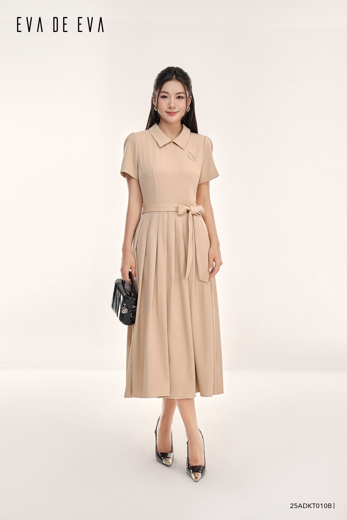  Đầm tay ngắn, Dáng thắt eo 25ADKT010B 