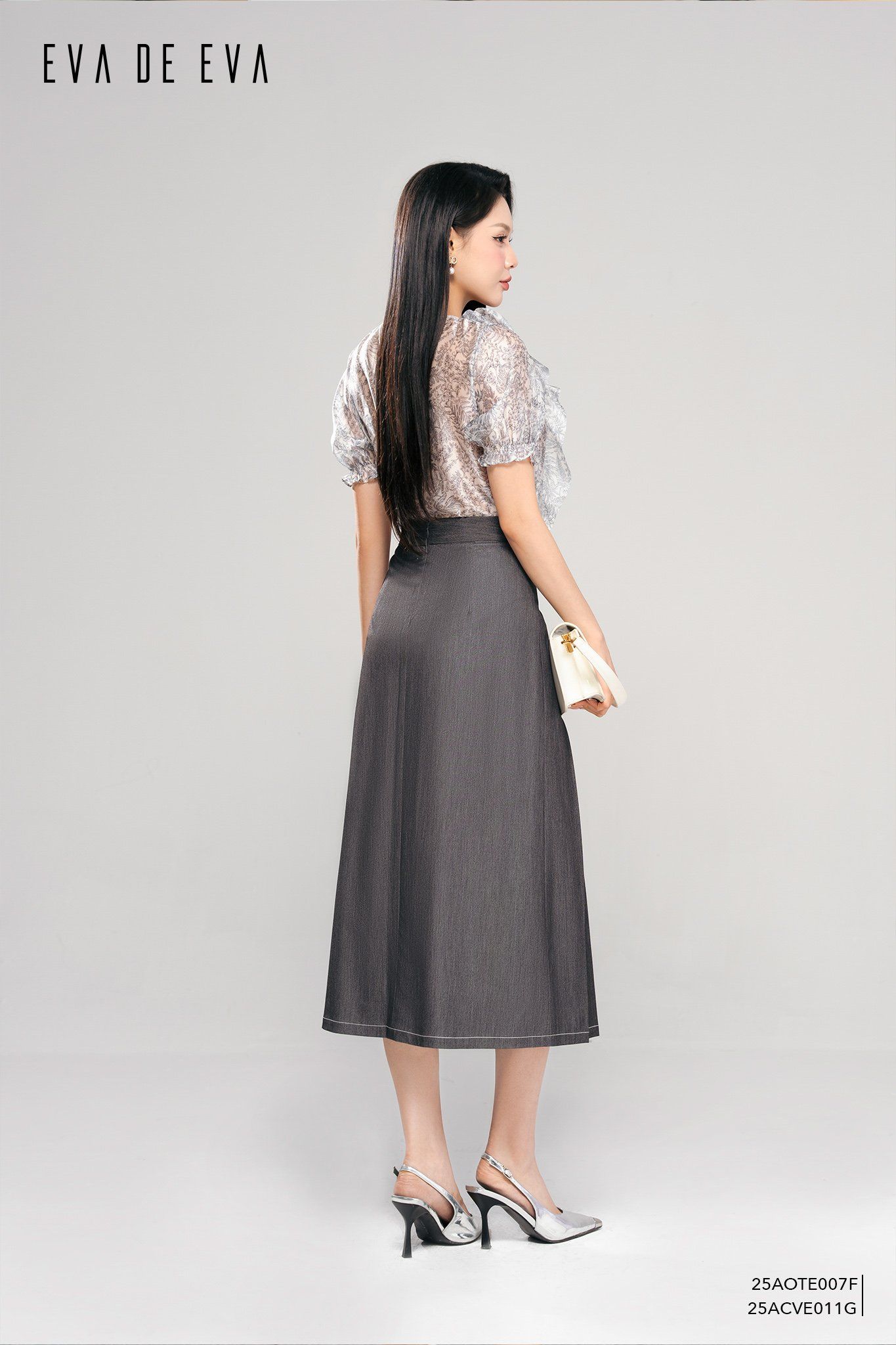  Chân váy Midi, Xếp ly 25ACVE011G 