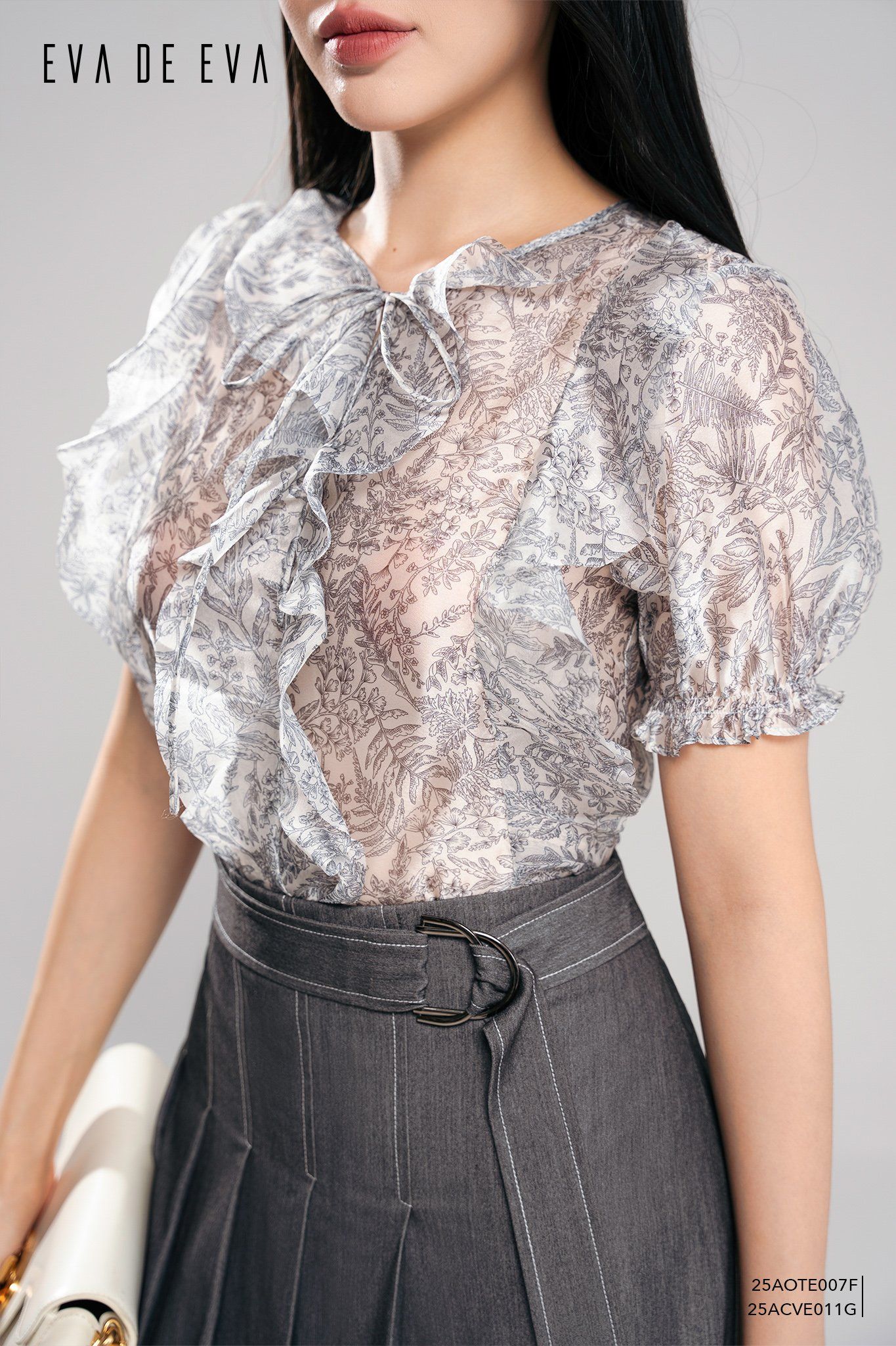  Chân váy Midi, Xếp ly 25ACVE011G 